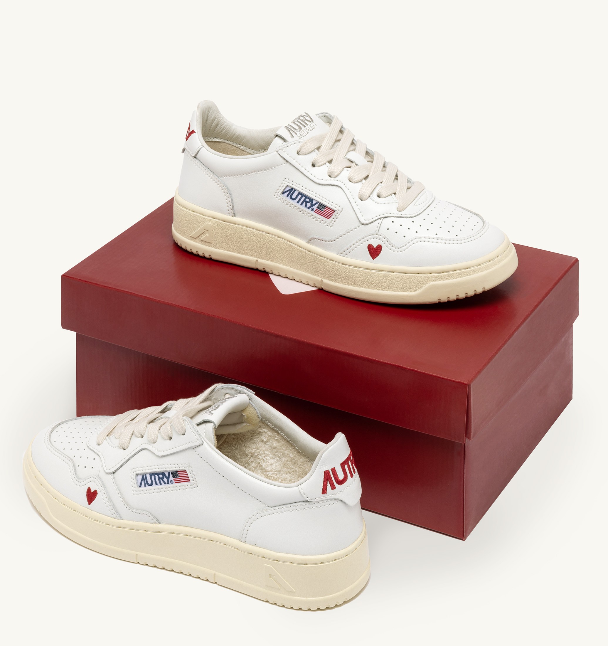 SNEAKERS MEDALIST 'LOVE' IN PELLE BIANCA E ROSSA