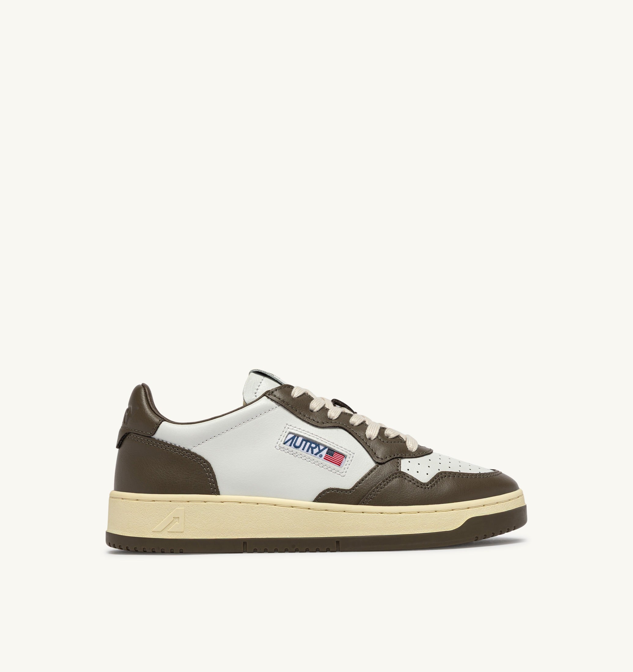 SNEAKERS MEDALIST LOW BICOLOR IN PELLE BIANCA E CHOCOLATE