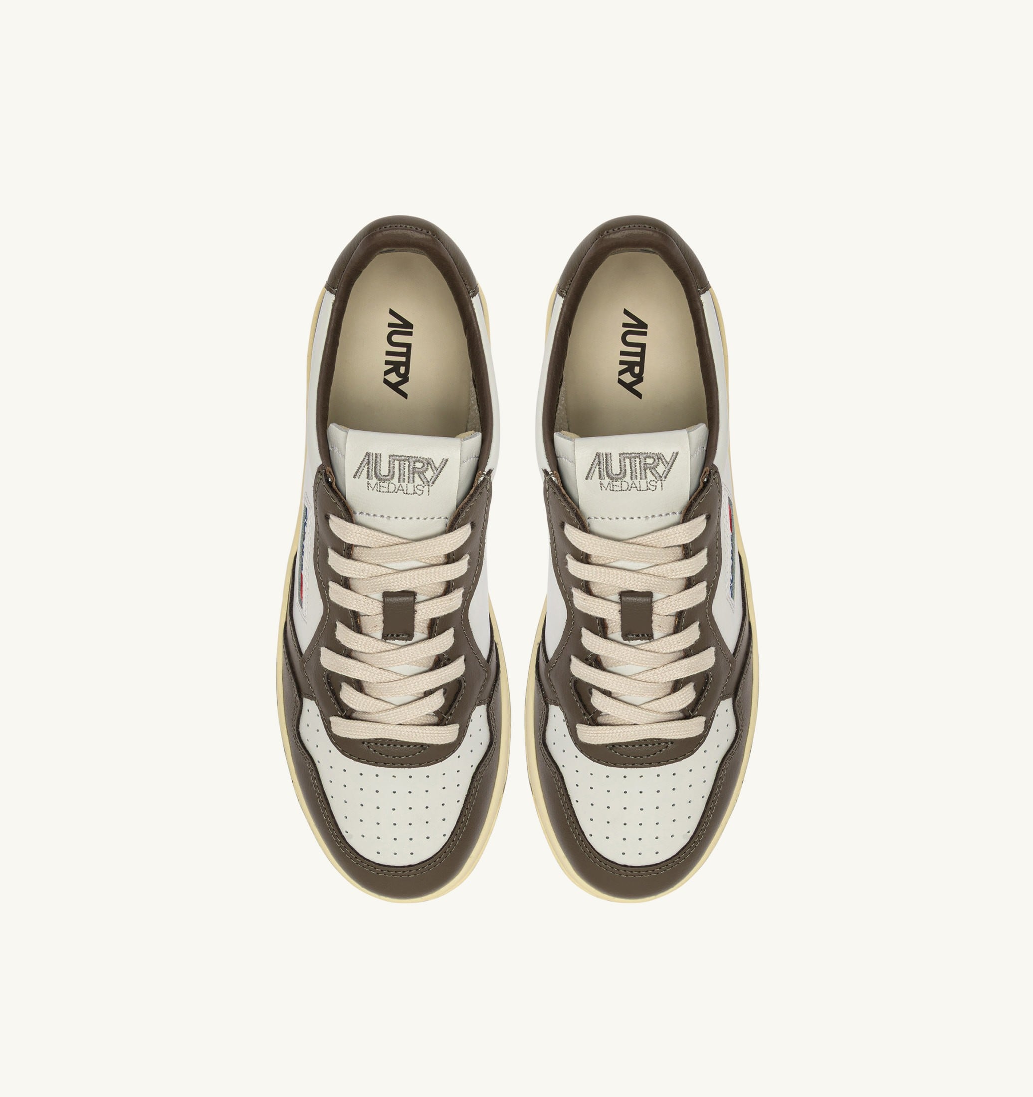 SNEAKERS MEDALIST LOW BICOLOR IN PELLE BIANCA E CHOCOLATE