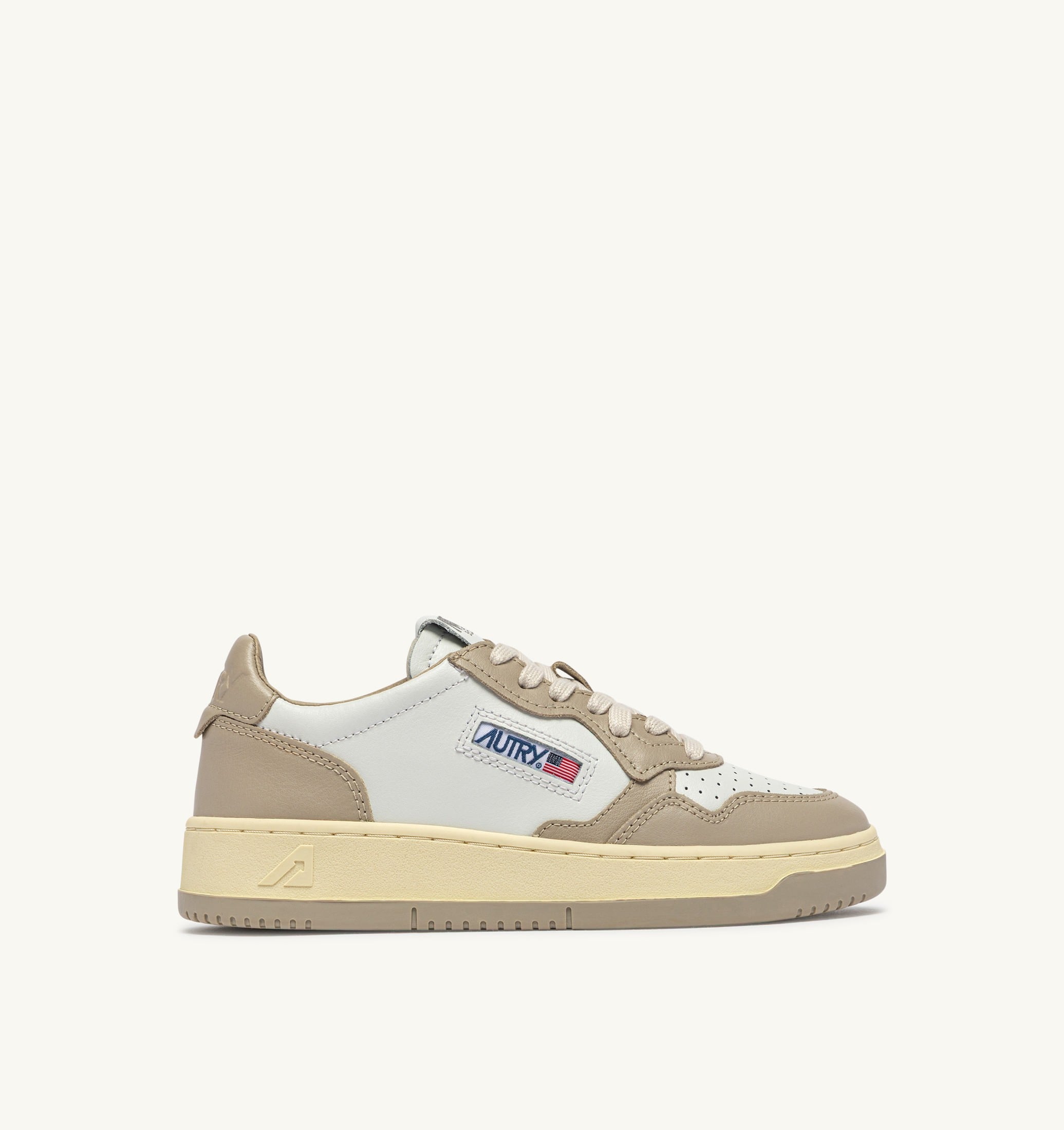 SNEAKERS MEDALIST LOW BICOLOR IN PELLE BIANCA E FEATHER GRAY