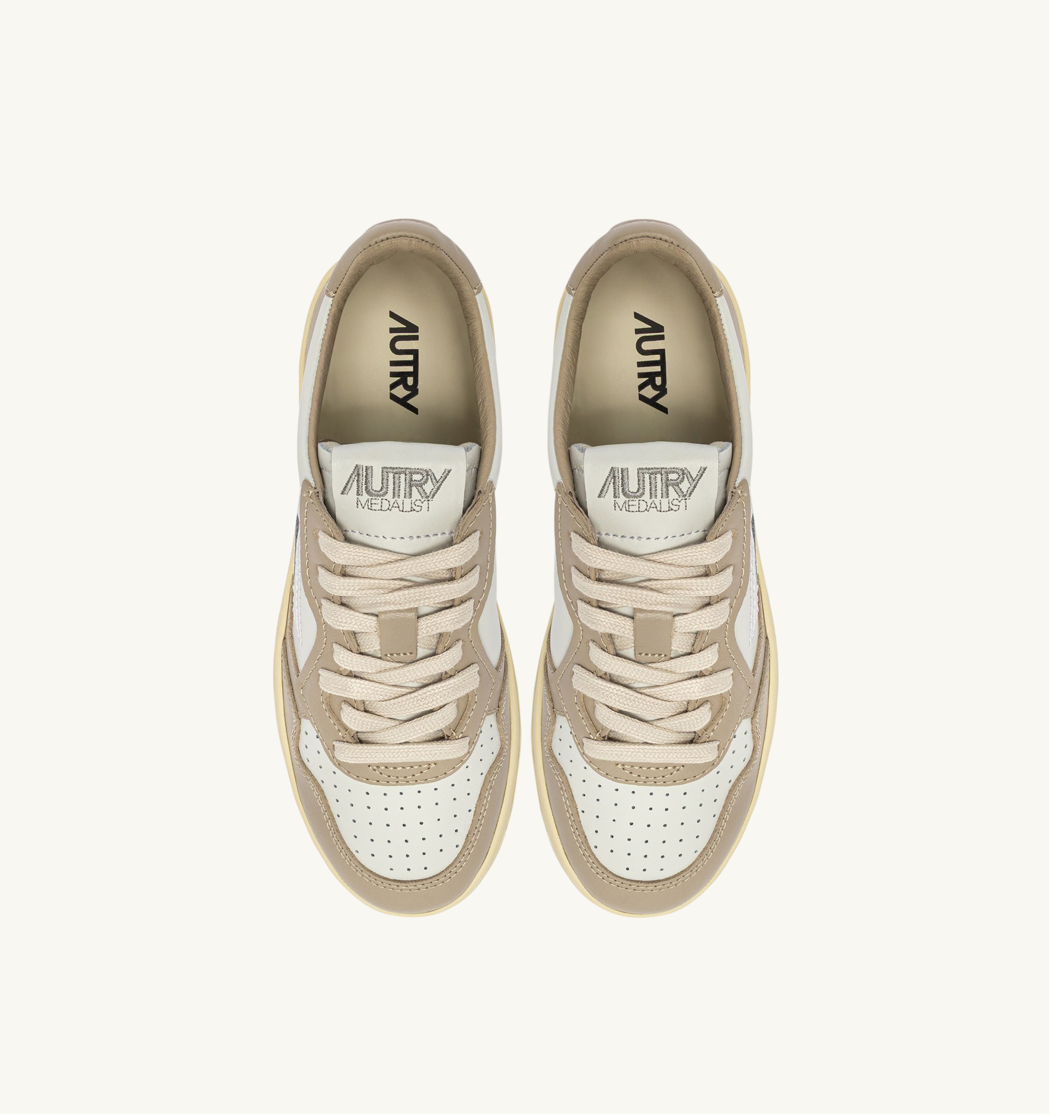SNEAKERS MEDALIST LOW BICOLOR IN PELLE BIANCA E FEATHER GRAY