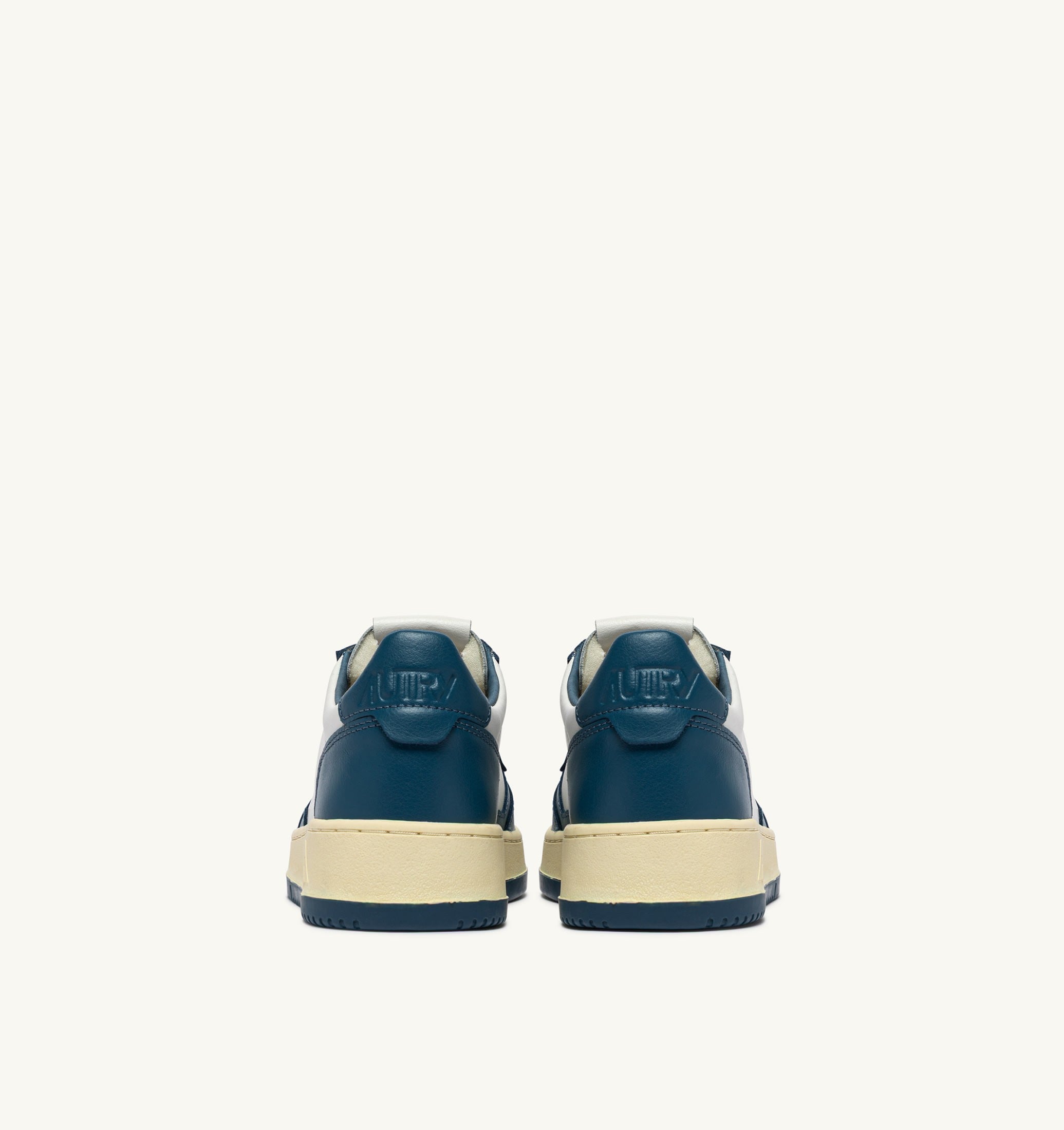 SNEAKERS MEDALIST LOW BICOLOR IN PELLE BIANCA E MALLARD BLUE