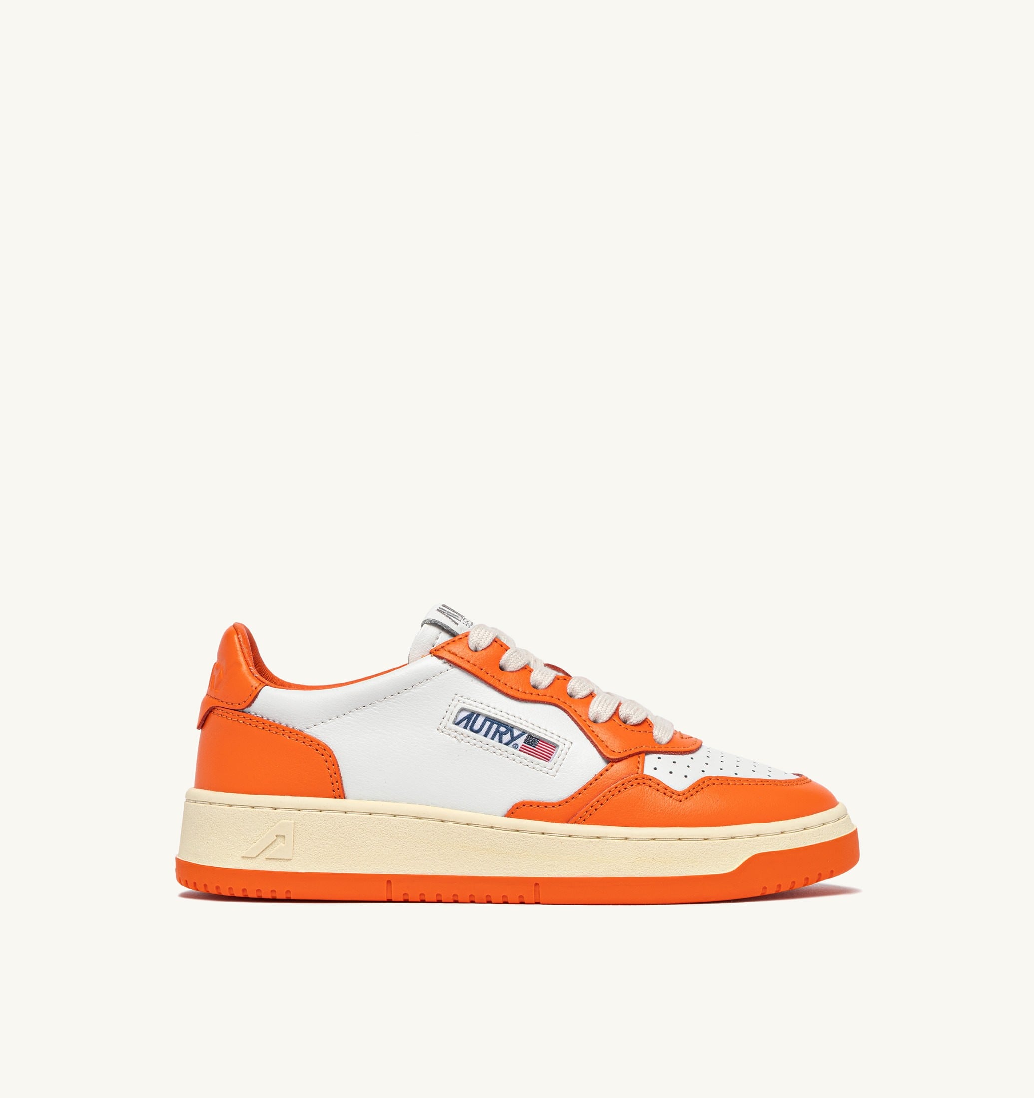 SNEAKERS MEDALIST LOW BICOLOR IN PELLE BIANCA E PARSIMMON ORANGE