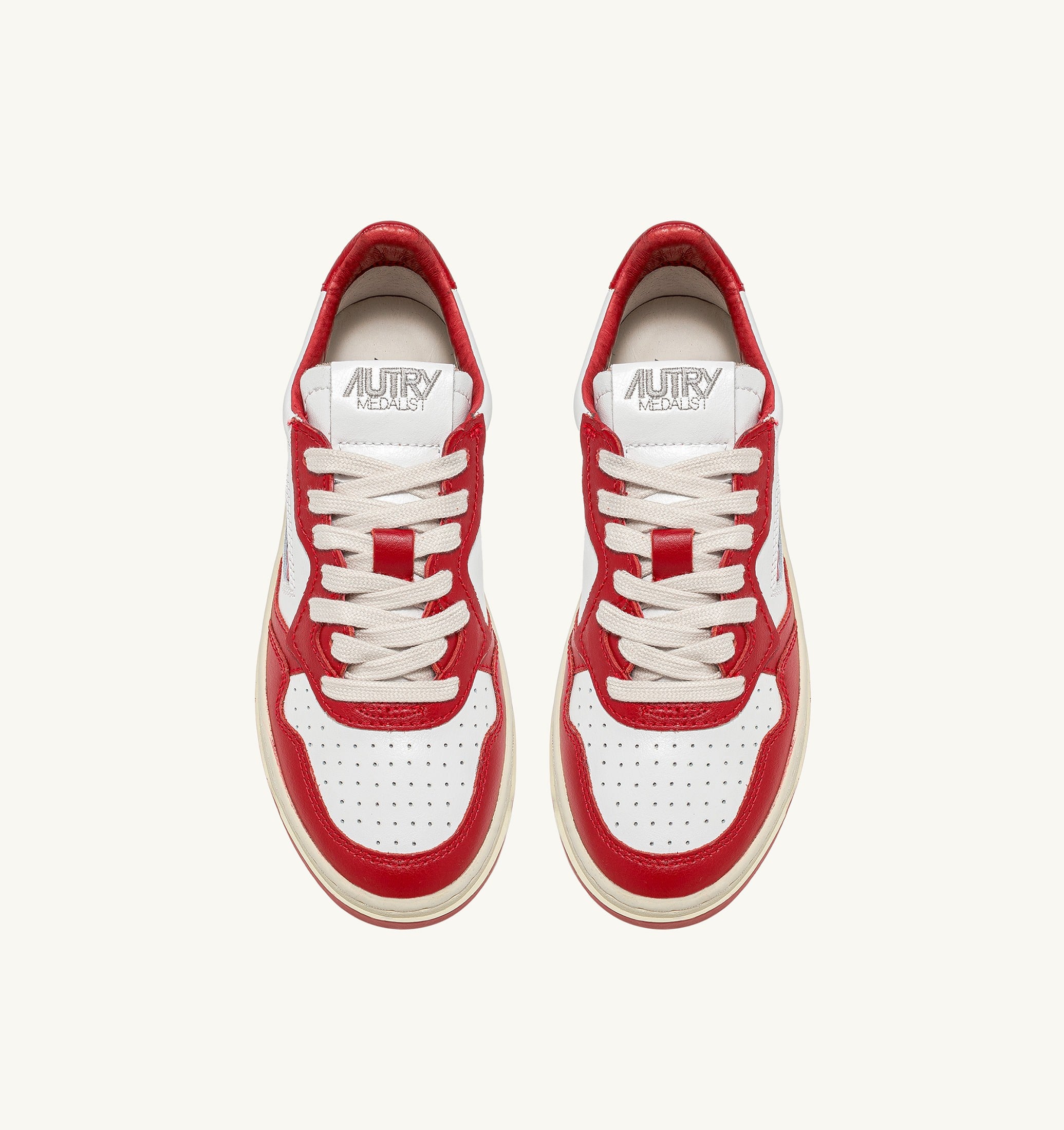 SNEAKERS MEDALIST LOW BICOLOR IN PELLE BIANCA E ROSSA
