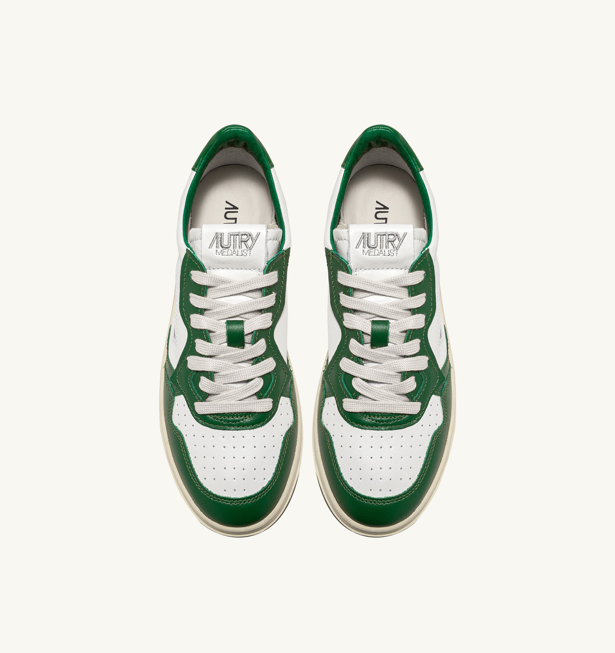 SNEAKERS MEDALIST LOW BICOLOR IN PELLE BIANCA E VERDE