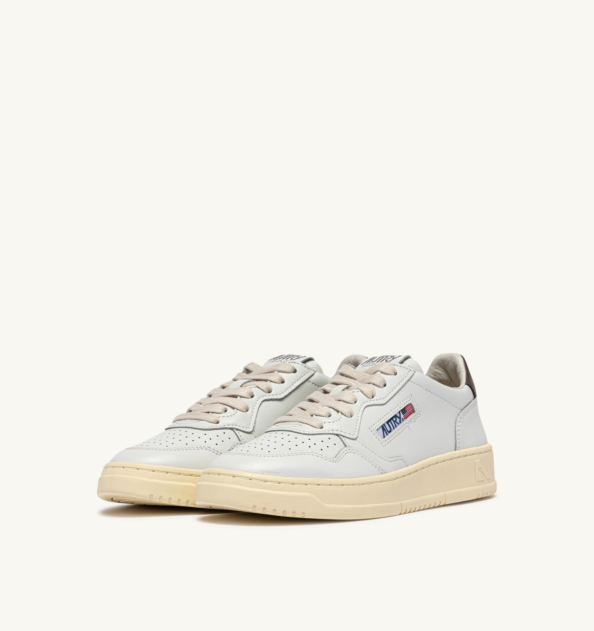 SNEAKERS MEDALIST LOW IN PELLE BIANCA E CHOCOLATE