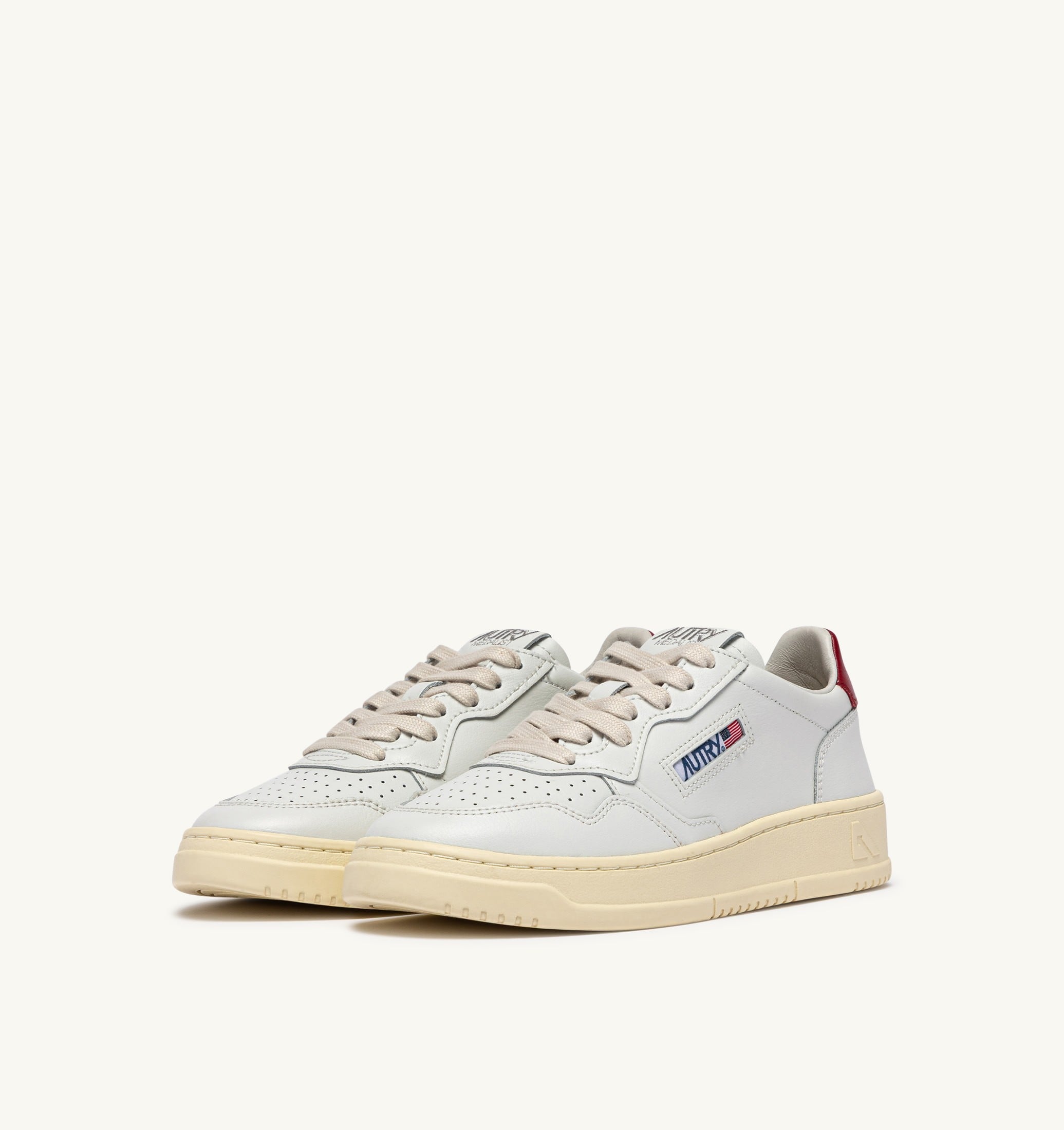 SNEAKERS MEDALIST LOW IN PELLE BIANCA E DEEP CLARET