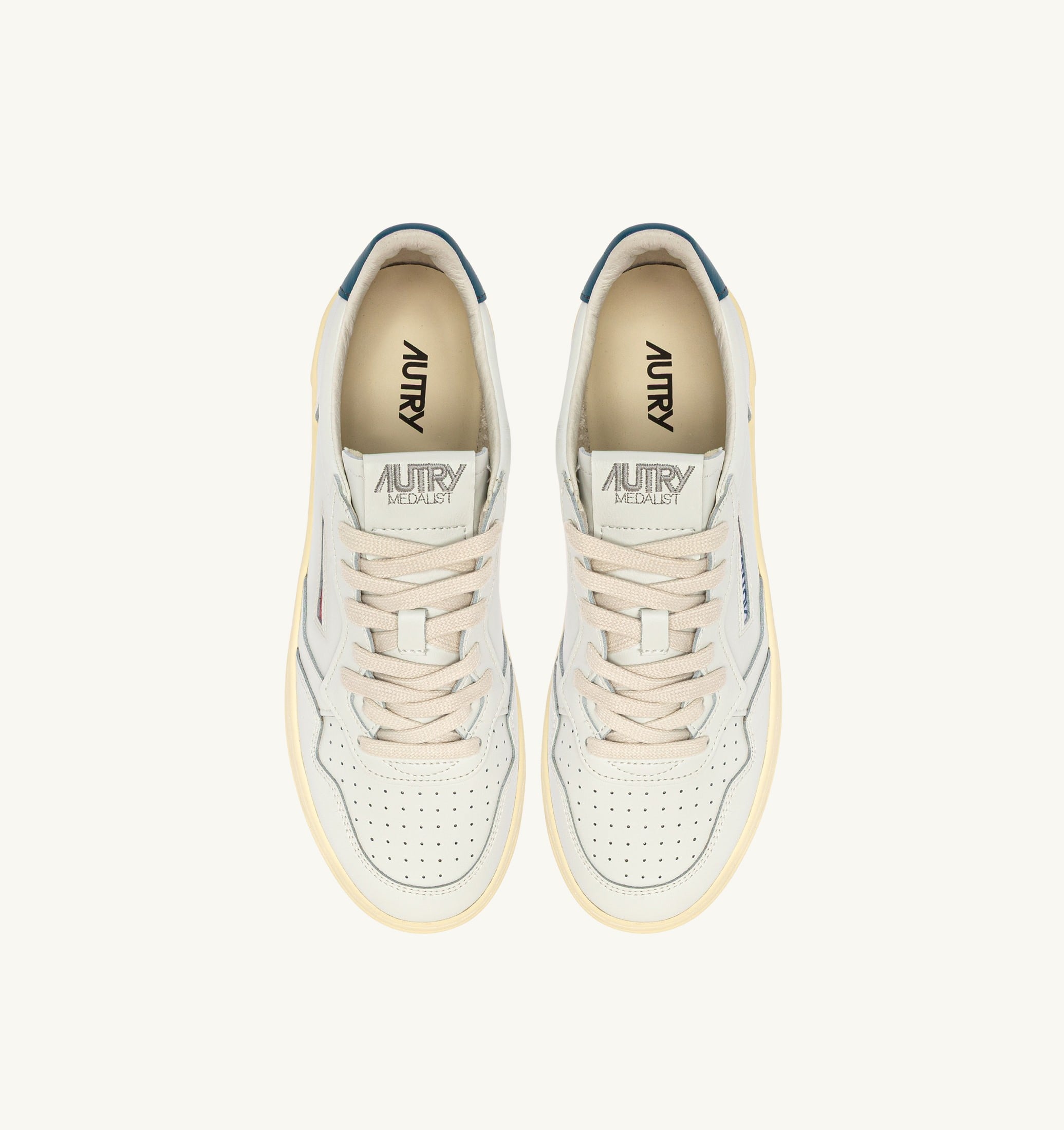 SNEAKERS MEDALIST LOW IN PELLE BIANCA E MALLARD BLUE