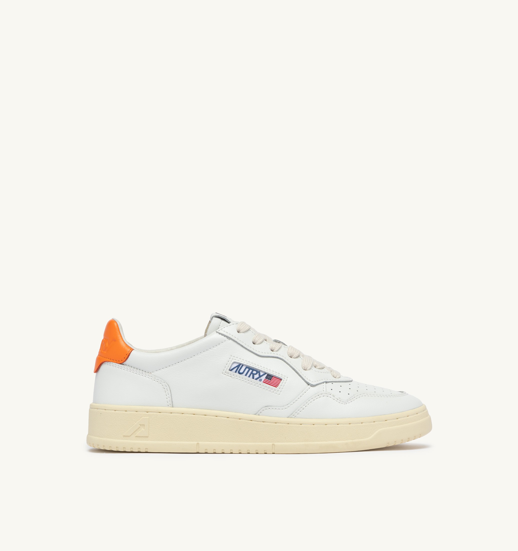 SNEAKERS MEDALIST LOW IN PELLE BIANCA E PARSIMMON ORANGE