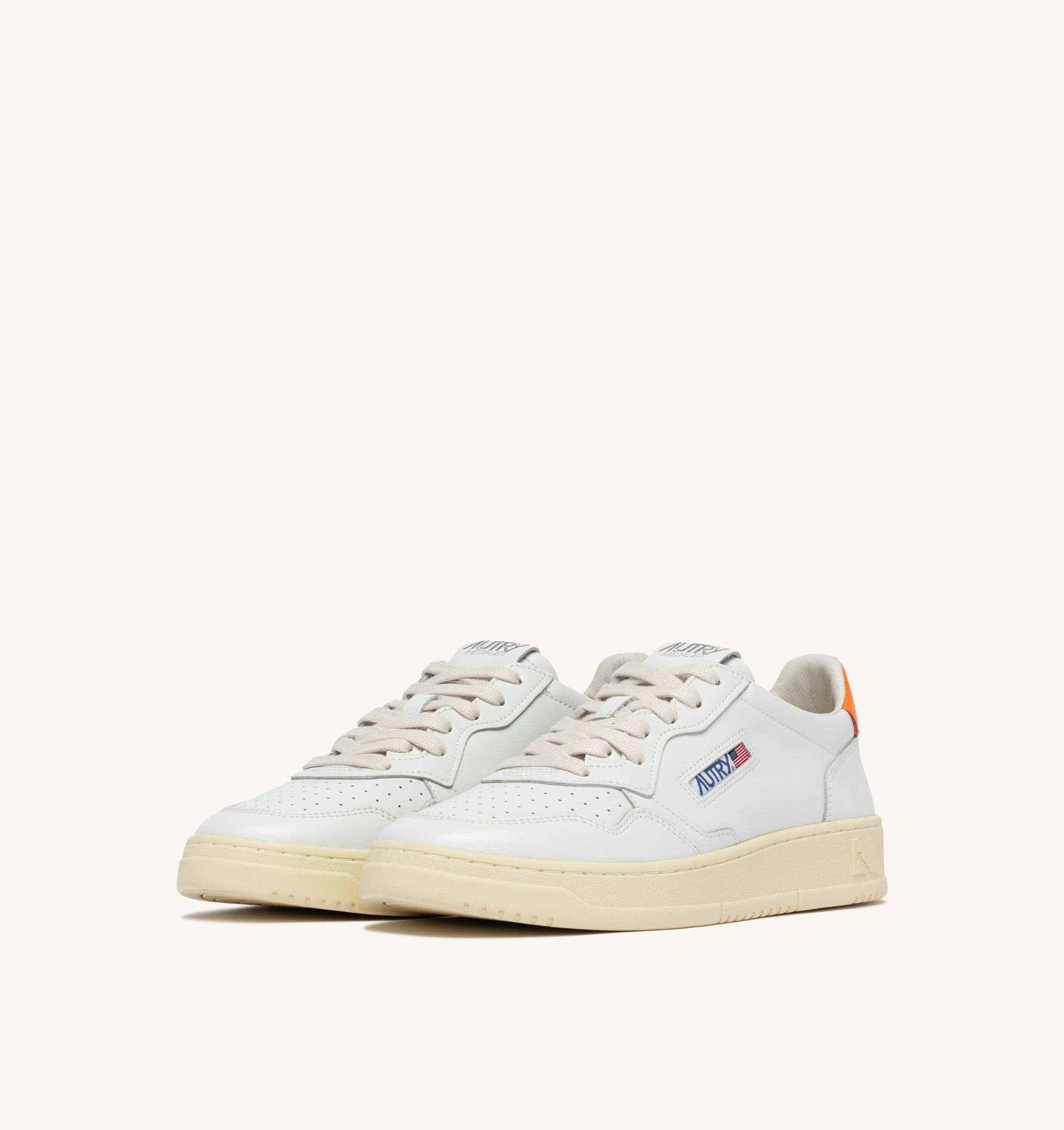 SNEAKERS MEDALIST LOW IN PELLE BIANCA E PARSIMMON ORANGE