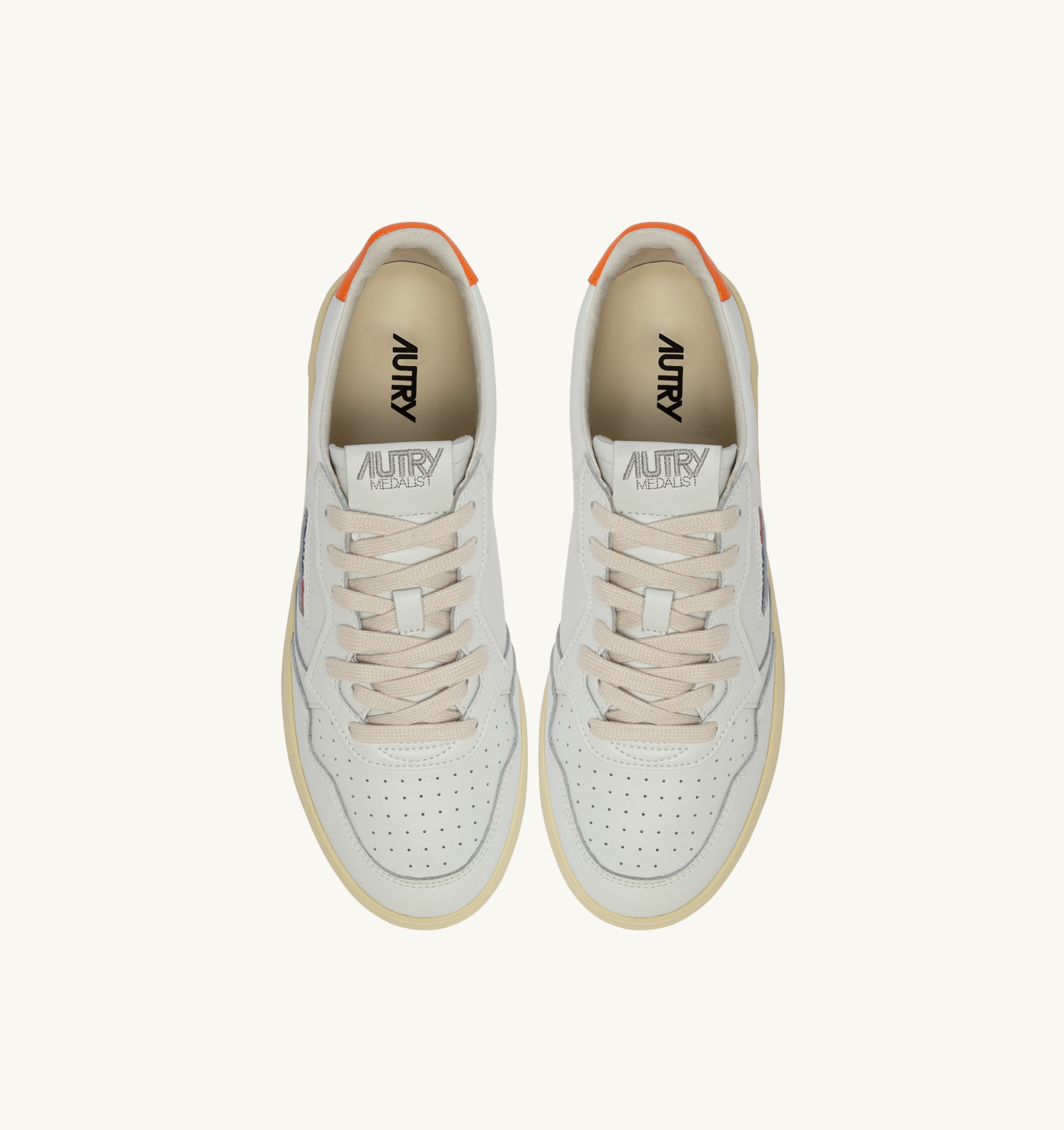 SNEAKERS MEDALIST LOW IN PELLE BIANCA E PARSIMMON ORANGE