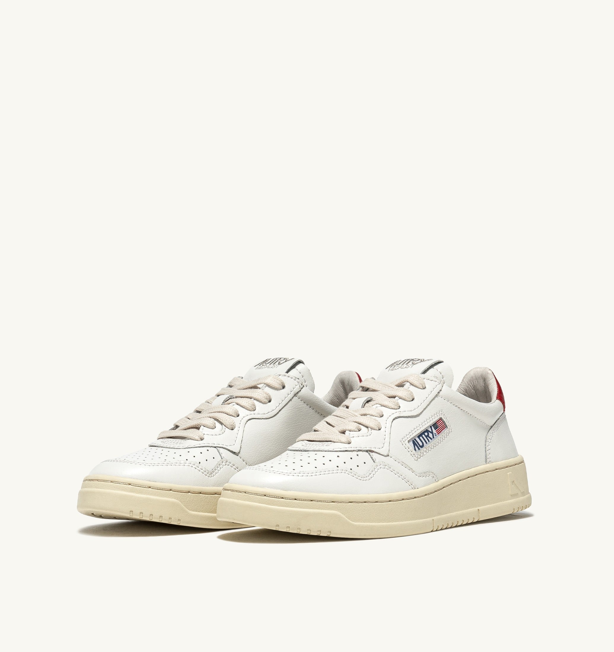 SNEAKERS MEDALIST LOW IN PELLE BIANCA E ROSSA
