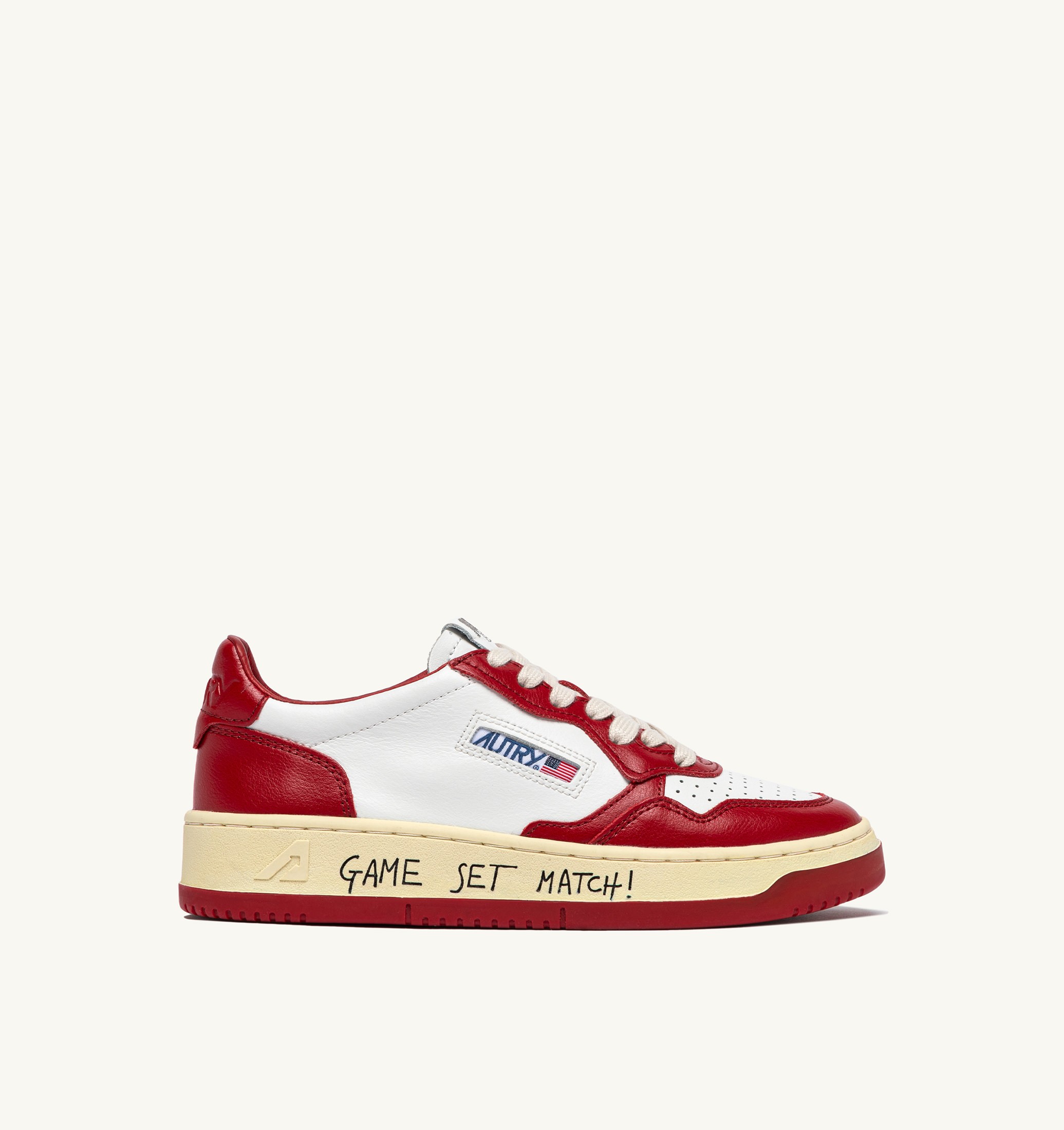 SNEAKERS MEDALIST LOW IN PELLE BIANCA E ROSSA CON LETTERING