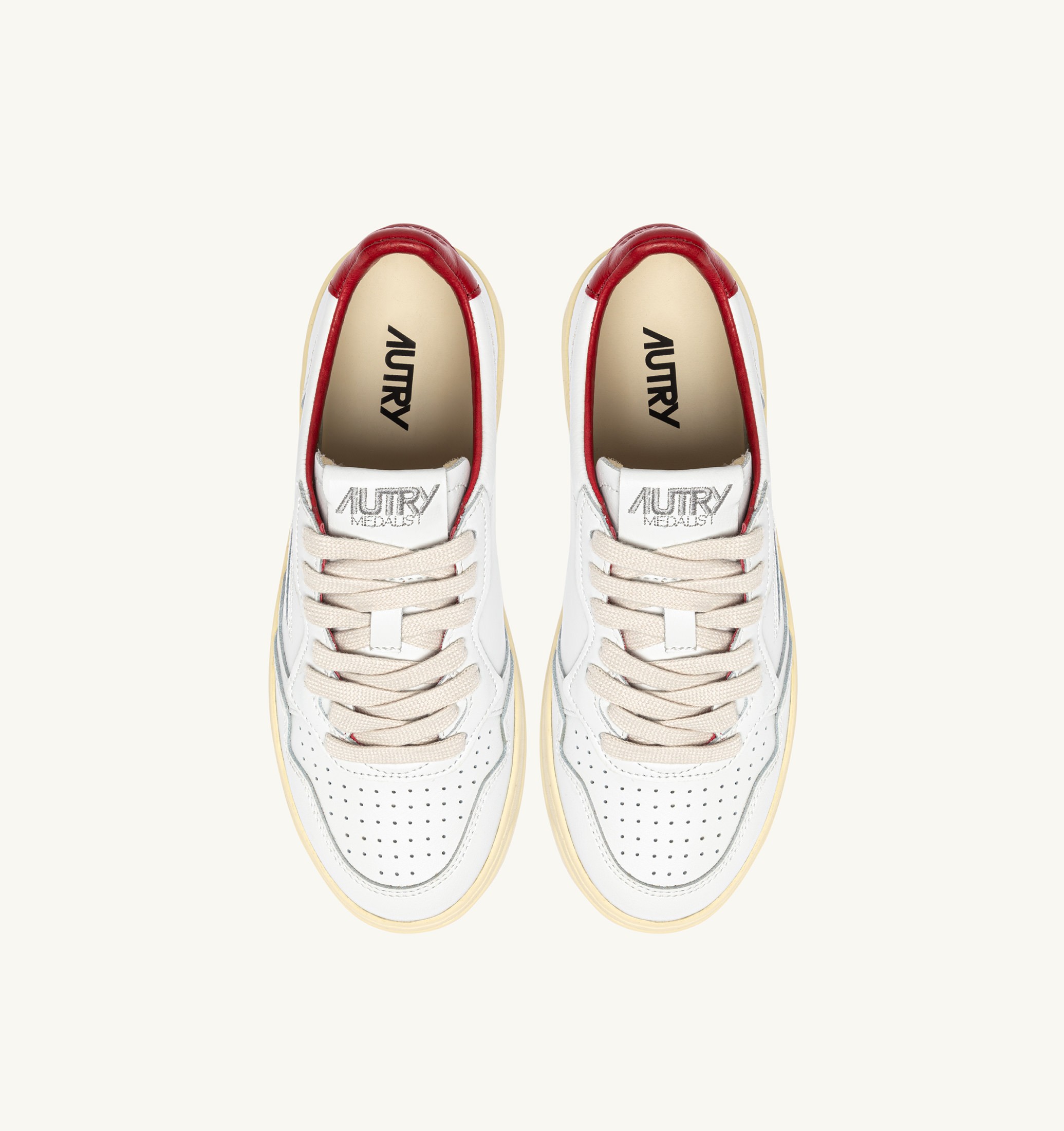SNEAKERS MEDALIST LOW IN PELLE BIANCA E ROSSA CON LETTERING