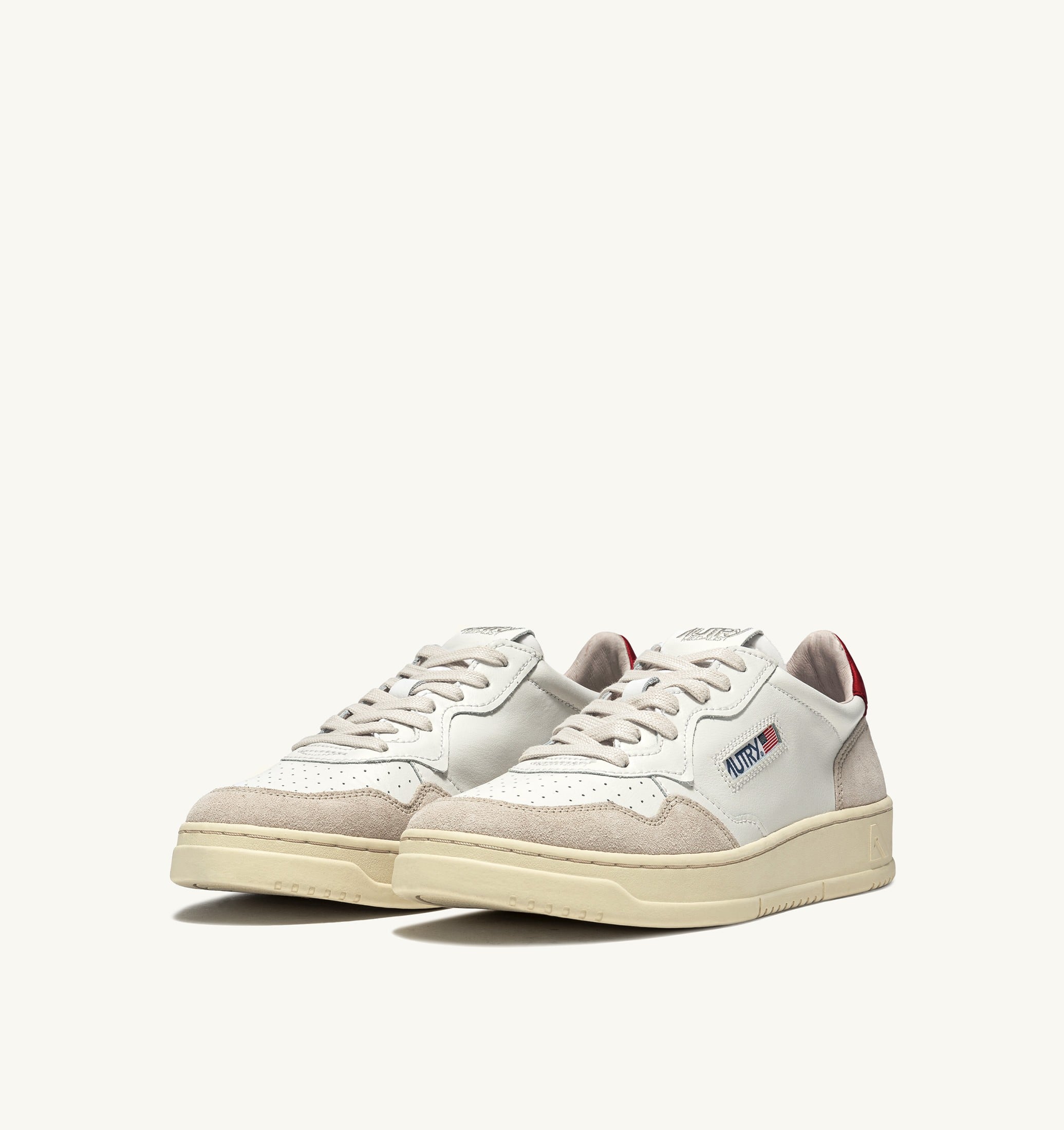 SNEAKERS MEDALIST LOW IN PELLE BIANCA E ROSSA E SUEDE BEIGE