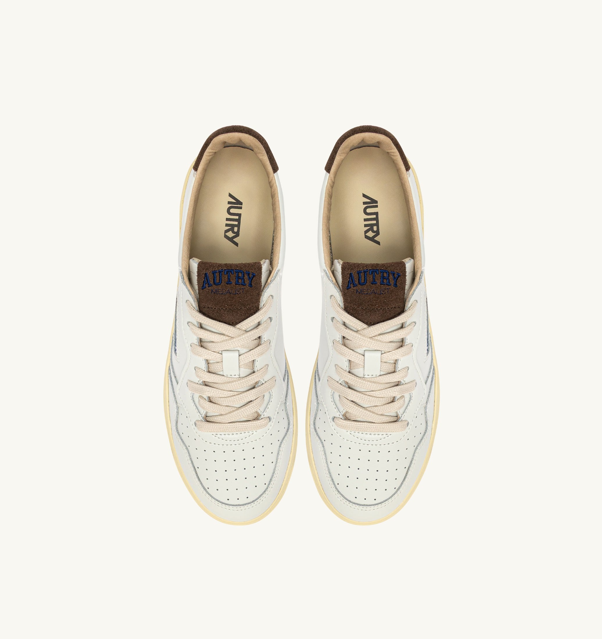 SNEAKERS MEDALIST LOW IN PELLE BIANCA E SUEDE CHOCOLATE CHIP
