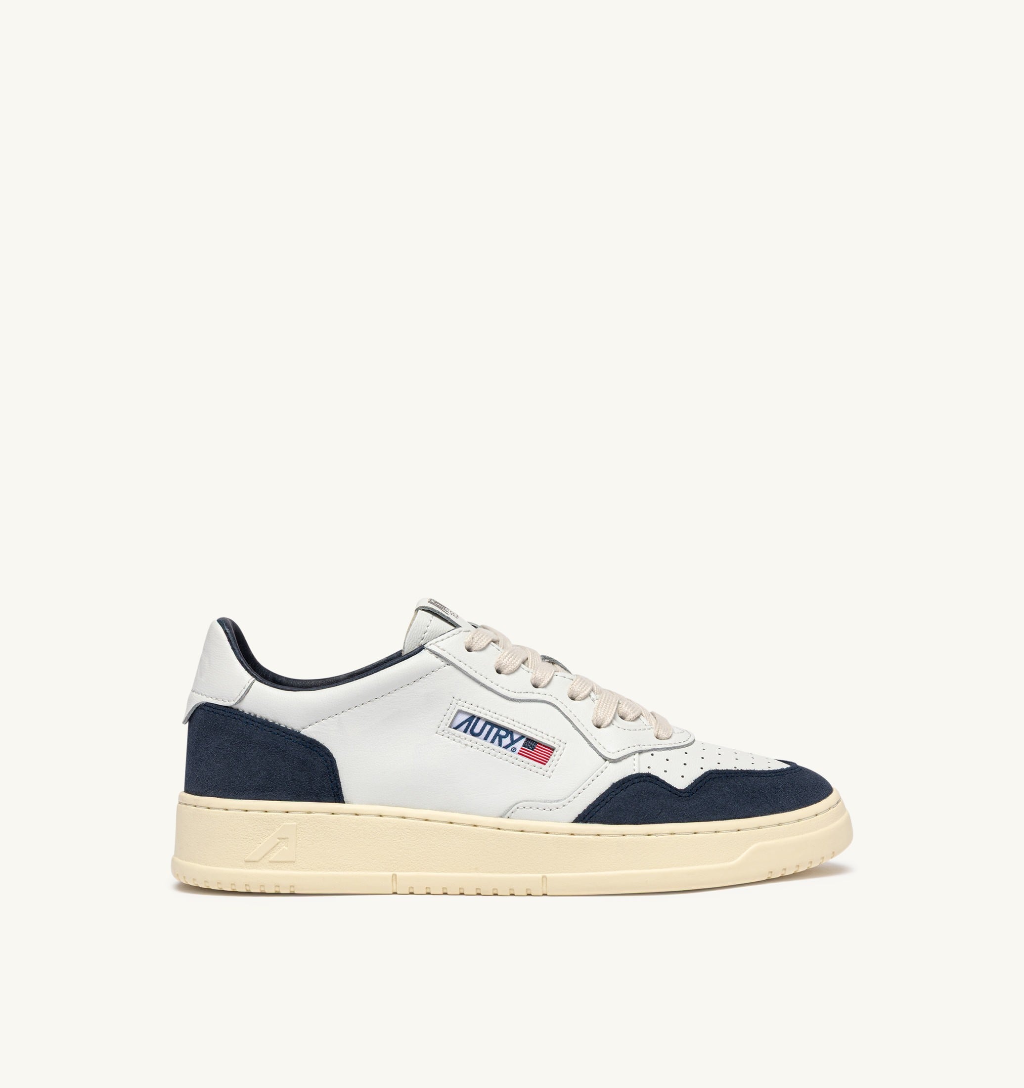 SNEAKERS MEDALIST LOW IN PELLE BIANCA E SUEDE DENIM