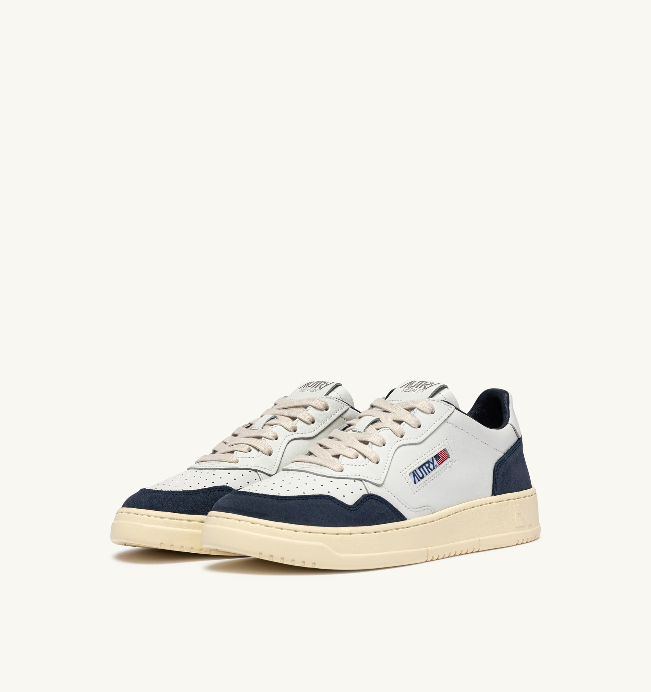 SNEAKERS MEDALIST LOW IN PELLE BIANCA E SUEDE DENIM