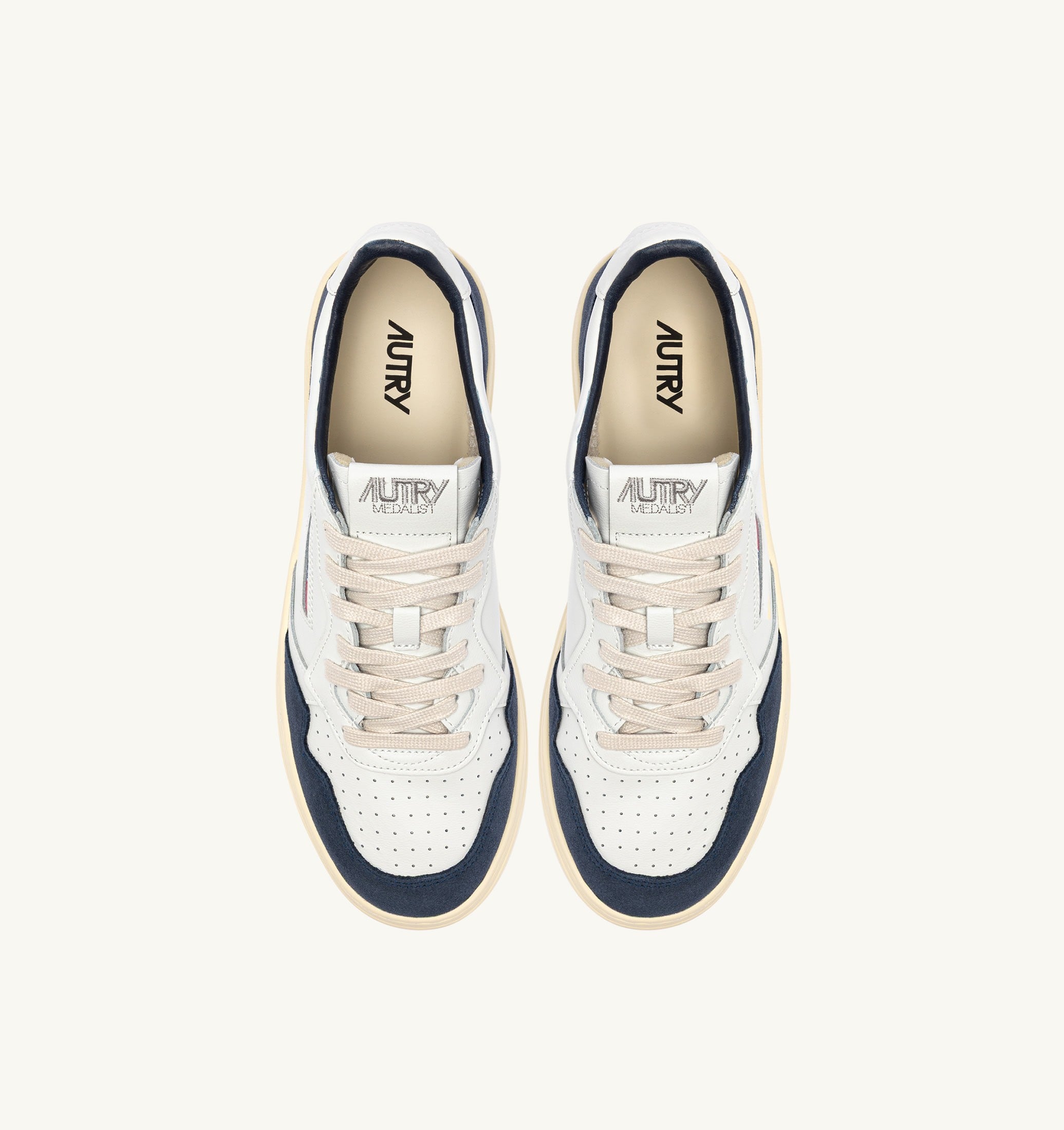 SNEAKERS MEDALIST LOW IN PELLE BIANCA E SUEDE DENIM