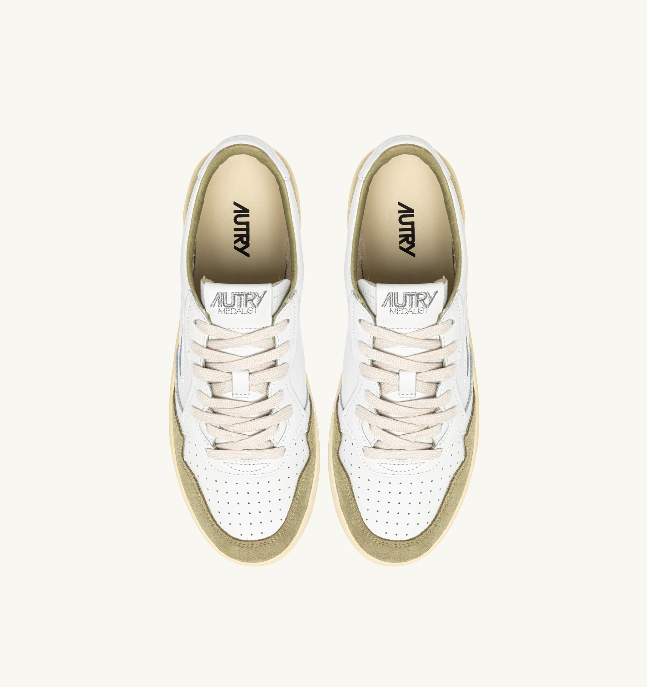 SNEAKERS MEDALIST LOW IN PELLE BIANCA E SUEDE GRAY GREEN