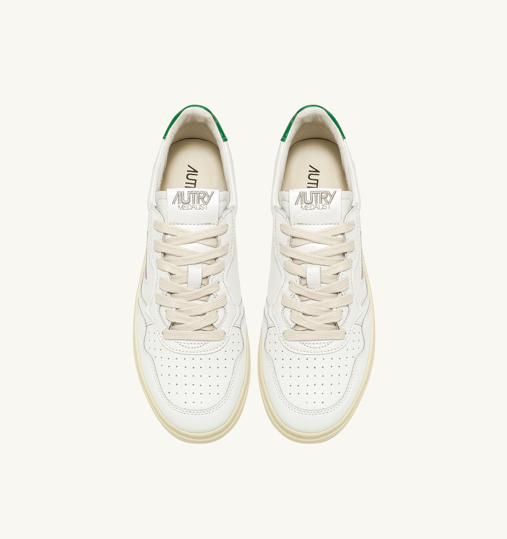 SNEAKERS MEDALIST LOW IN PELLE BIANCA E VERDE