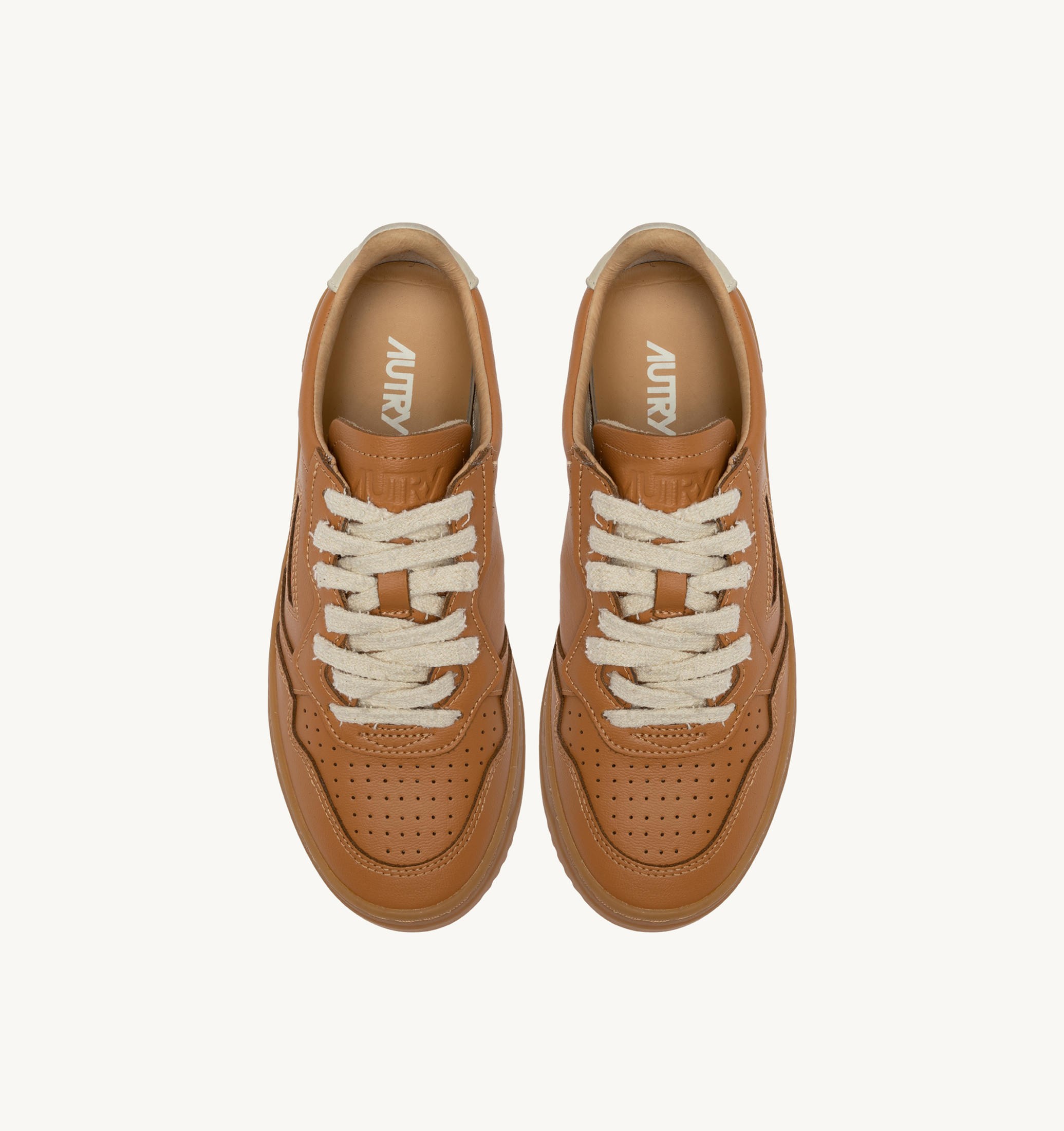 SNEAKERS MEDALIST LOW IN PELLE COGNAC E MARSHMALLOW