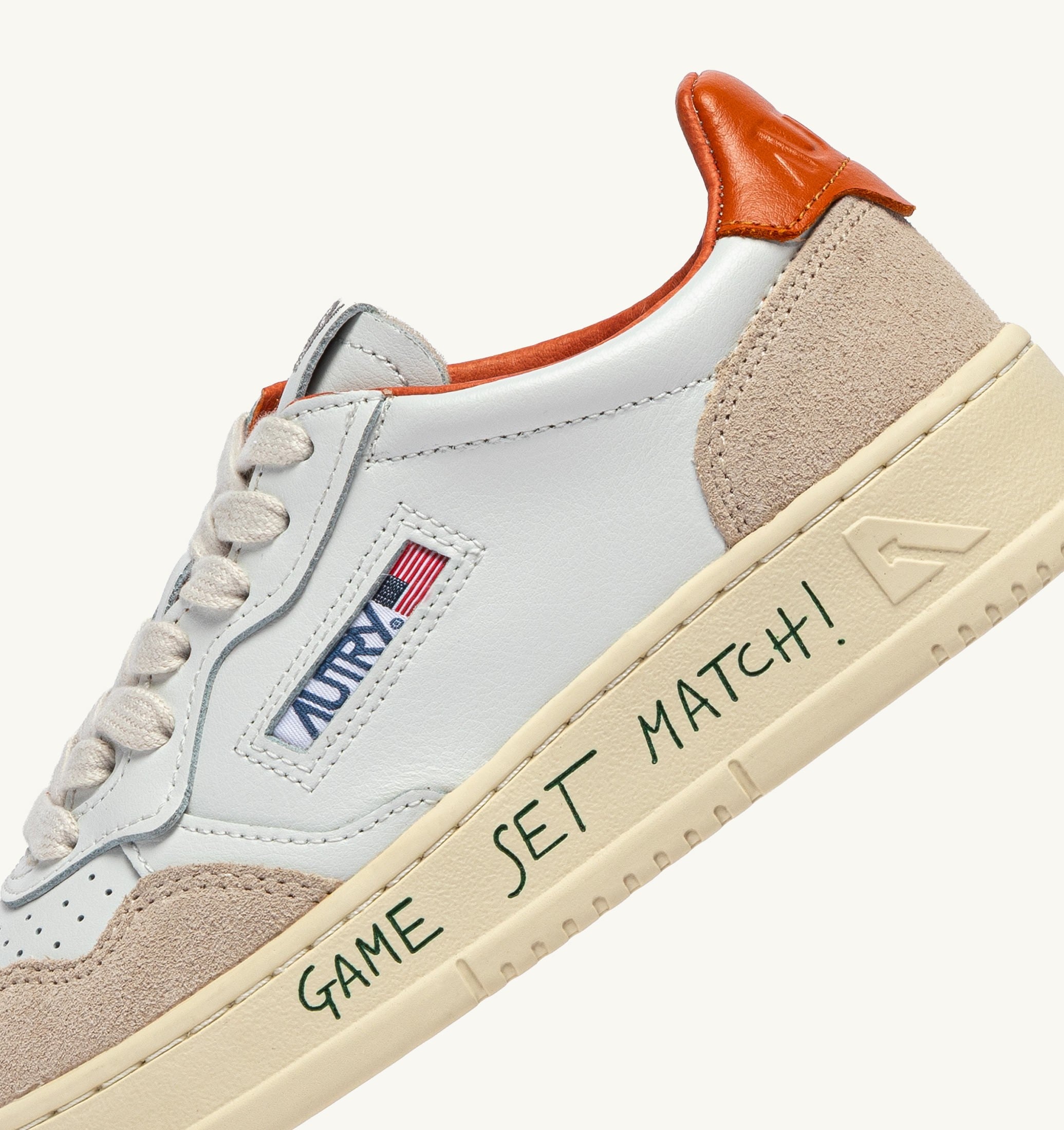 SNEAKERS MEDALIST LOW IN PELLE E SUEDE BIANCO E HAWAIIAN SUNSET CON LETTERING