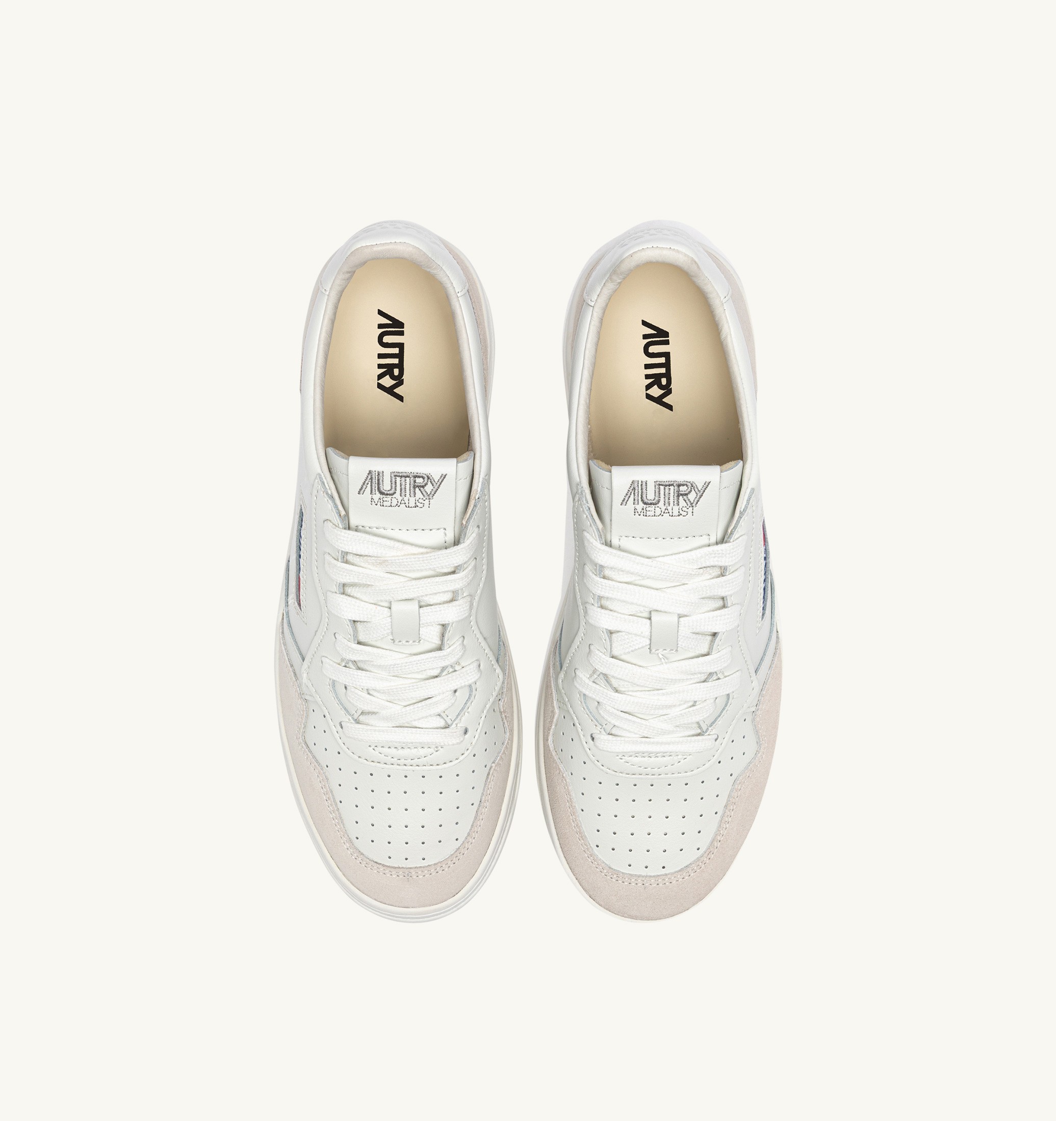 SNEAKERS MEDALIST LOW IN SUEDE E PELLE BIANCA