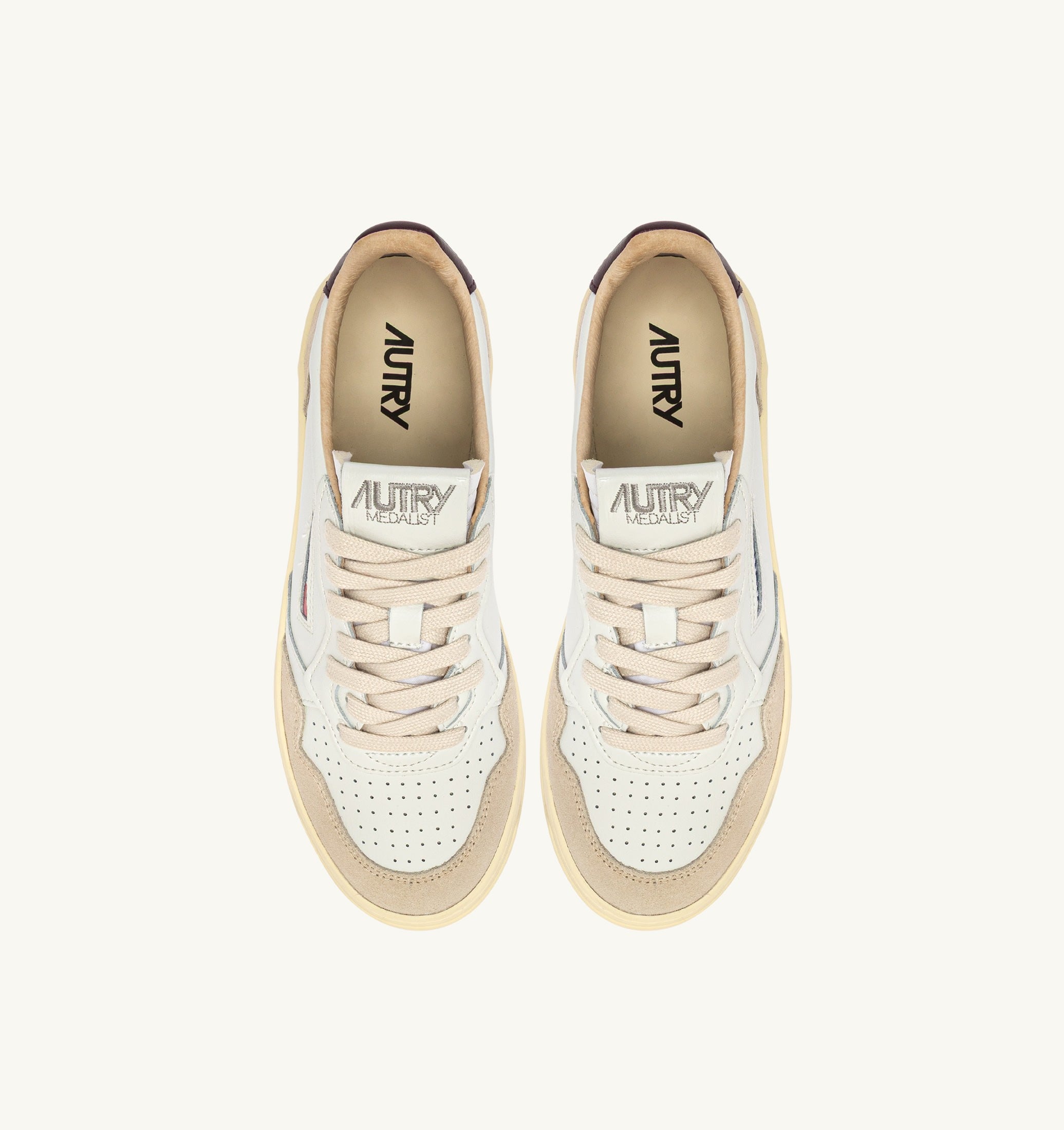 SNEAKERS MEDALIST LOW IN SUEDE E PELLE BIANCA E FIG