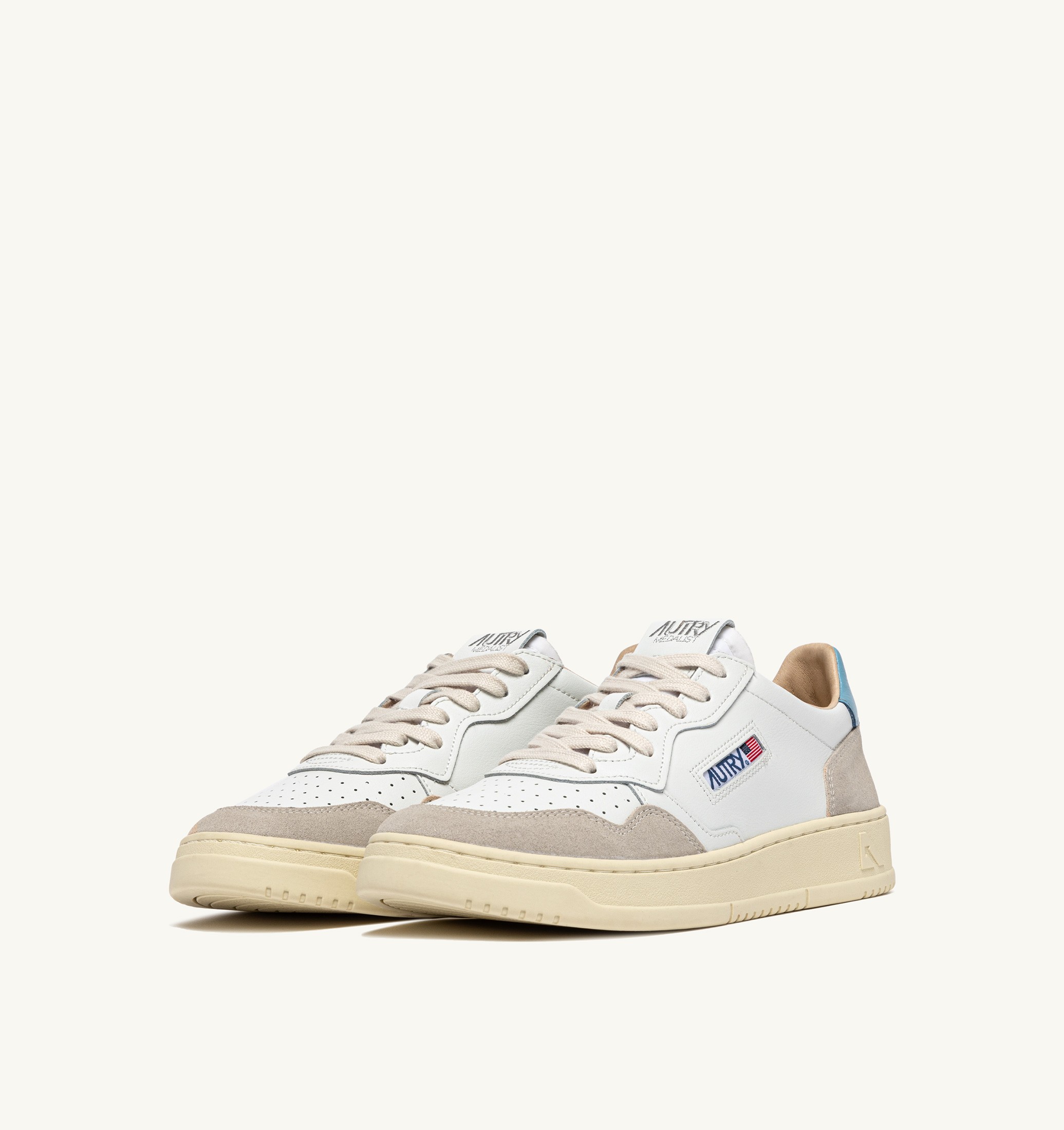 SNEAKERS MEDALIST LOW IN SUEDE E PELLE BIANCA E FORGET ME NOT
