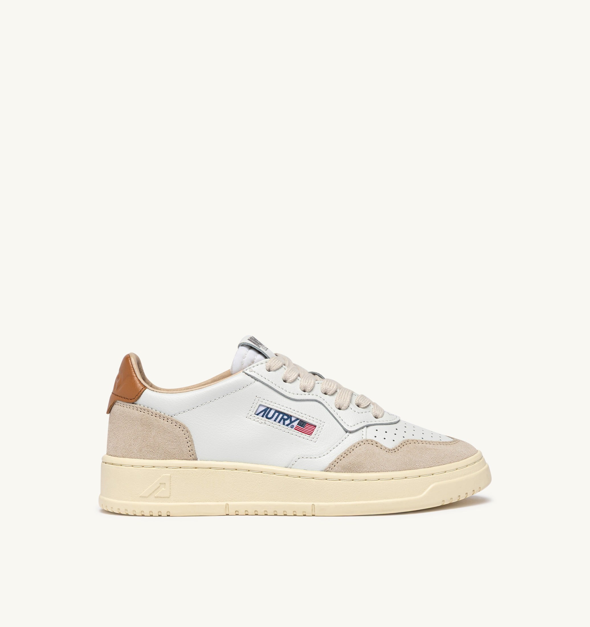 SNEAKERS MEDALIST LOW IN SUEDE E PELLE BIANCA E LION