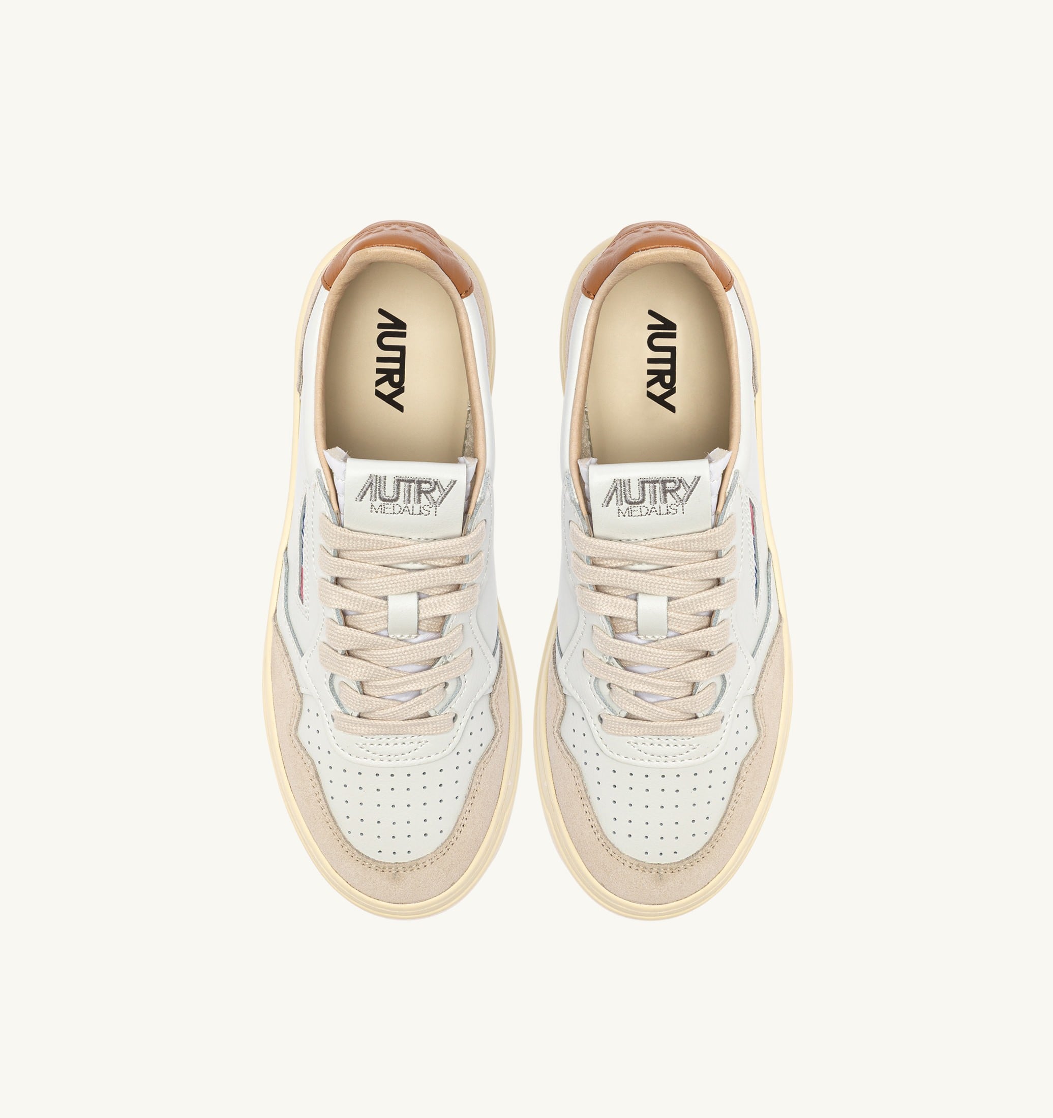 SNEAKERS MEDALIST LOW IN SUEDE E PELLE BIANCA E LION