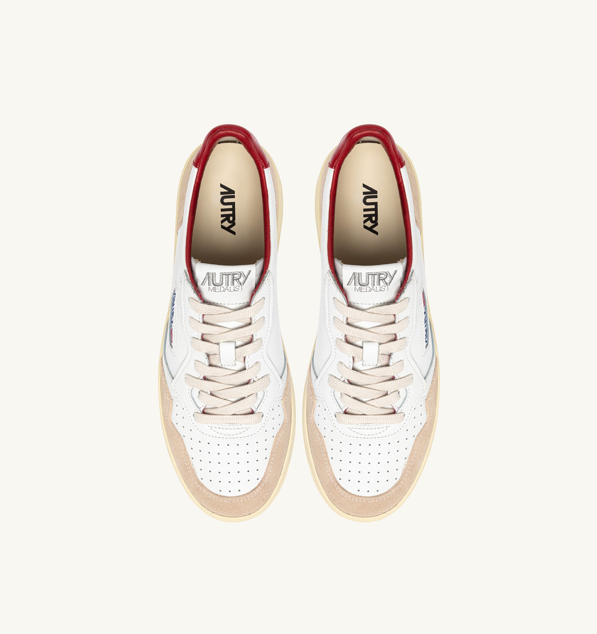 SNEAKERS MEDALIST LOW IN SUEDE E PELLE BIANCA E ROSSA CON LETTERING