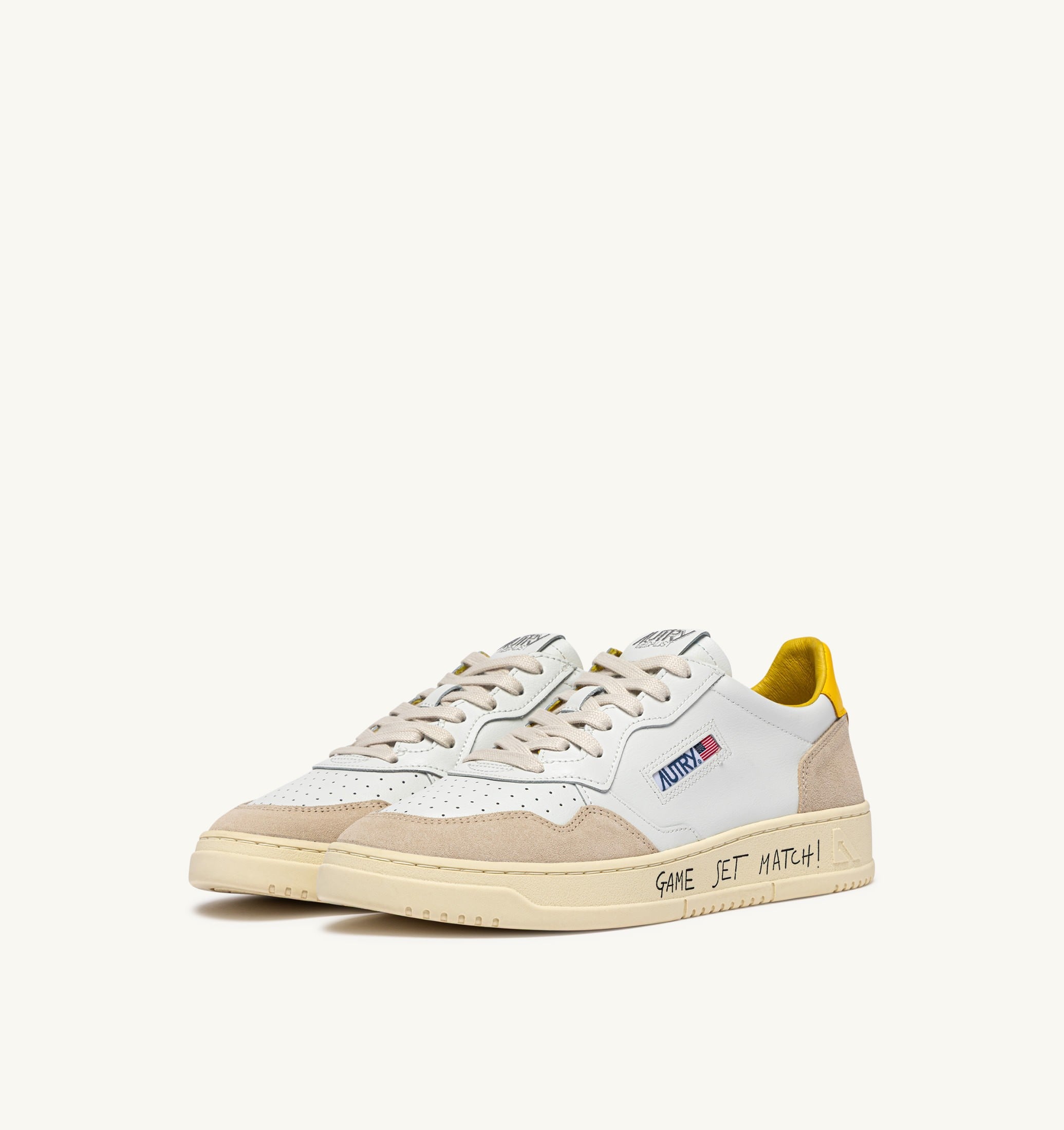 SNEAKERS MEDALIST LOW IN SUEDE E PELLE BIANCA E SLICKER