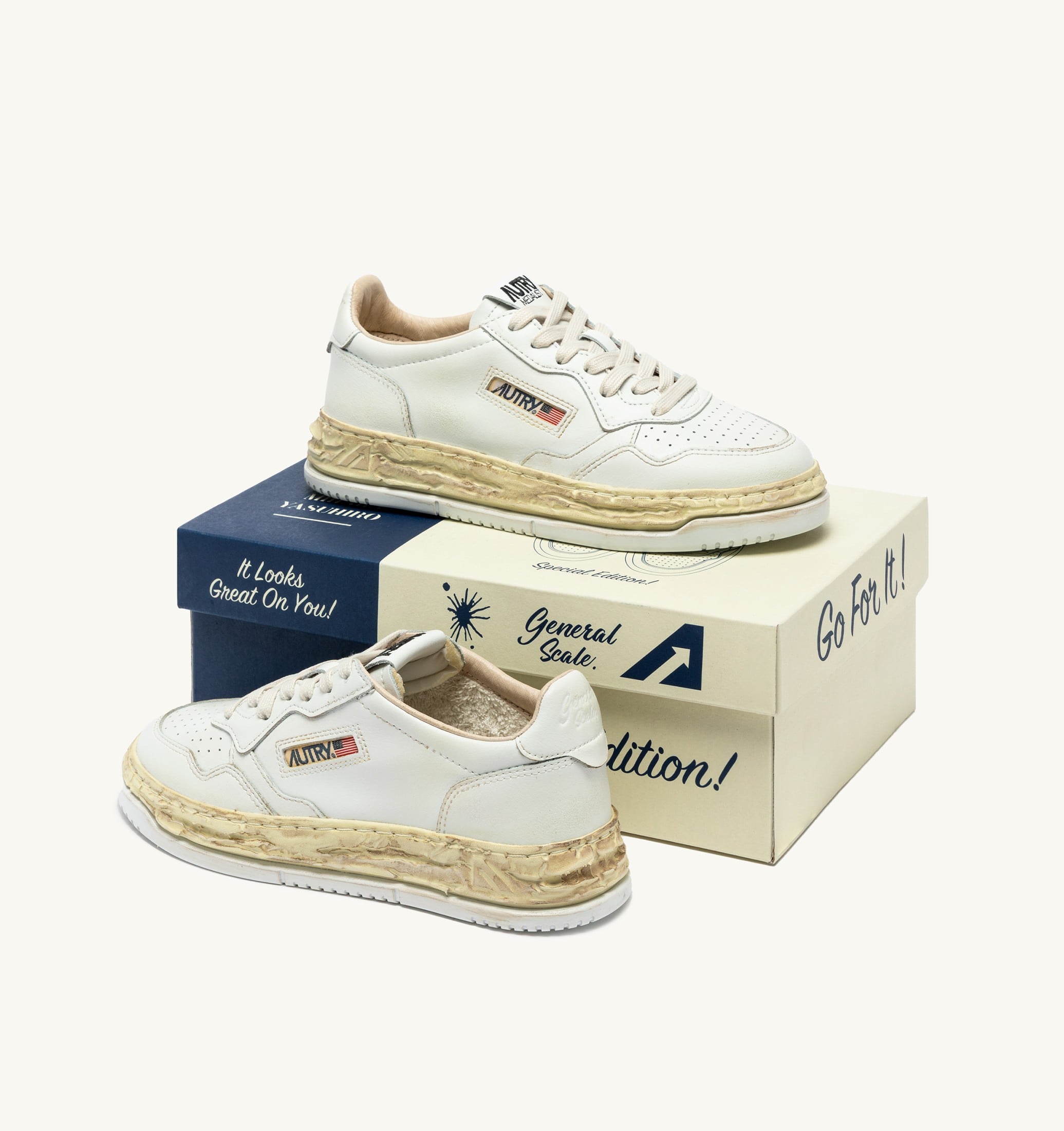 SNEAKERS MEDALIST LOW SUPER VINTAGE 'Autry x Maison MIHARA YASUHIRO General Scale.' IN PELLE BIANCA