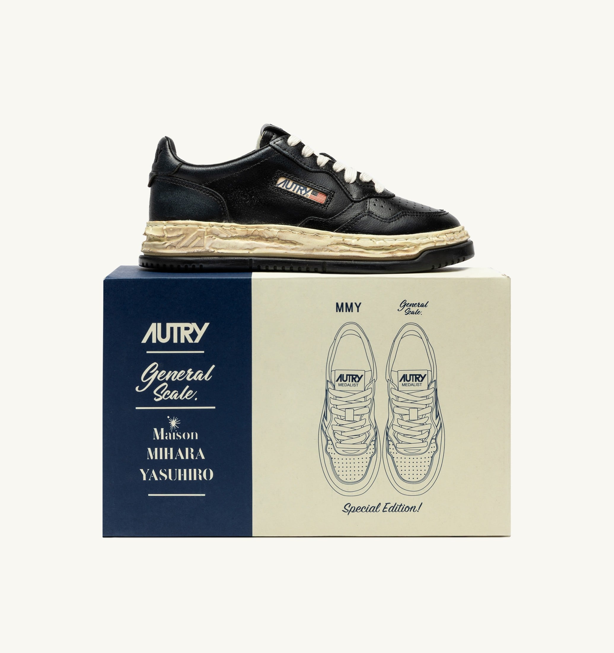 SNEAKERS MEDALIST LOW SUPER VINTAGE 'Autry x Maison MIHARA YASUHIRO General Scale.' IN PELLE NERA