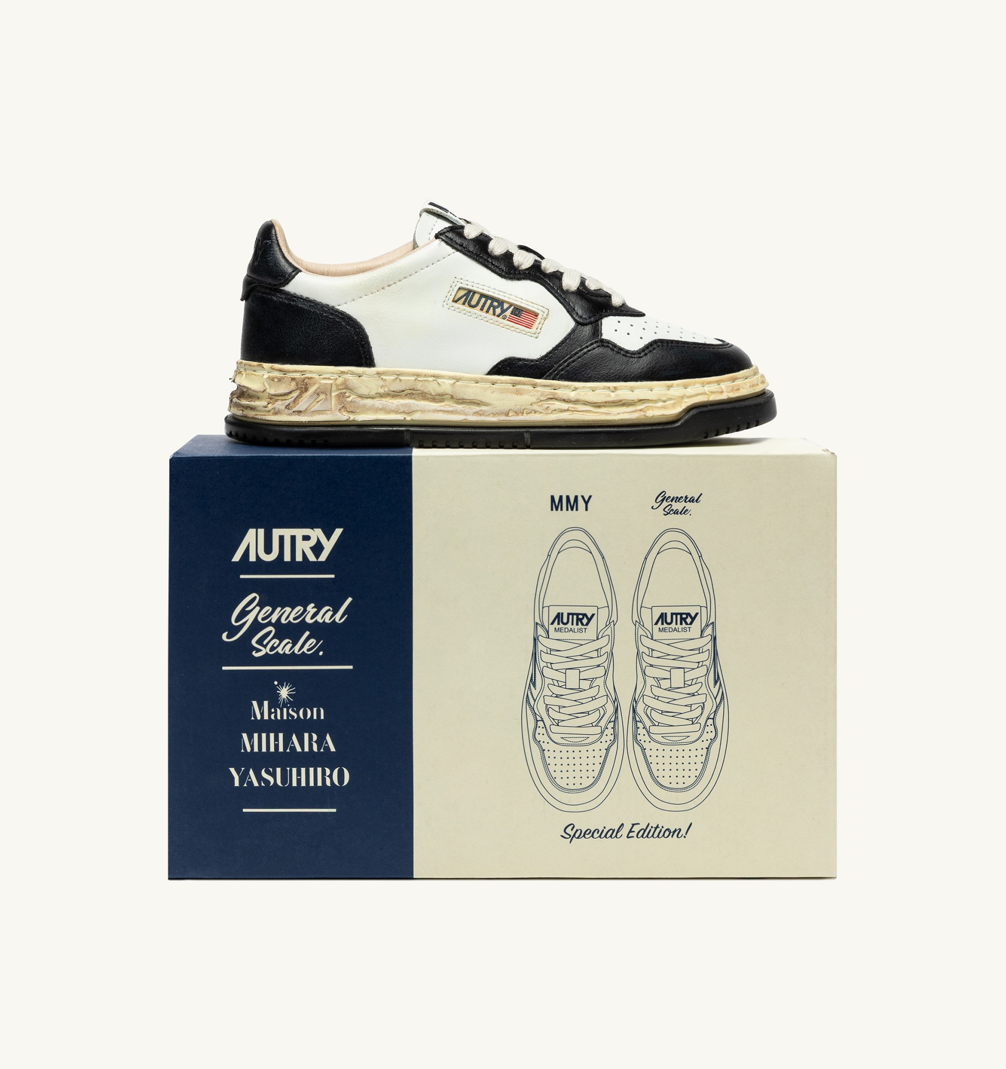 SNEAKERS MEDALIST LOW SUPER VINTAGE 'Autry x Maison MIHARA YASUHIRO General Scale.' BIANCA E NERA