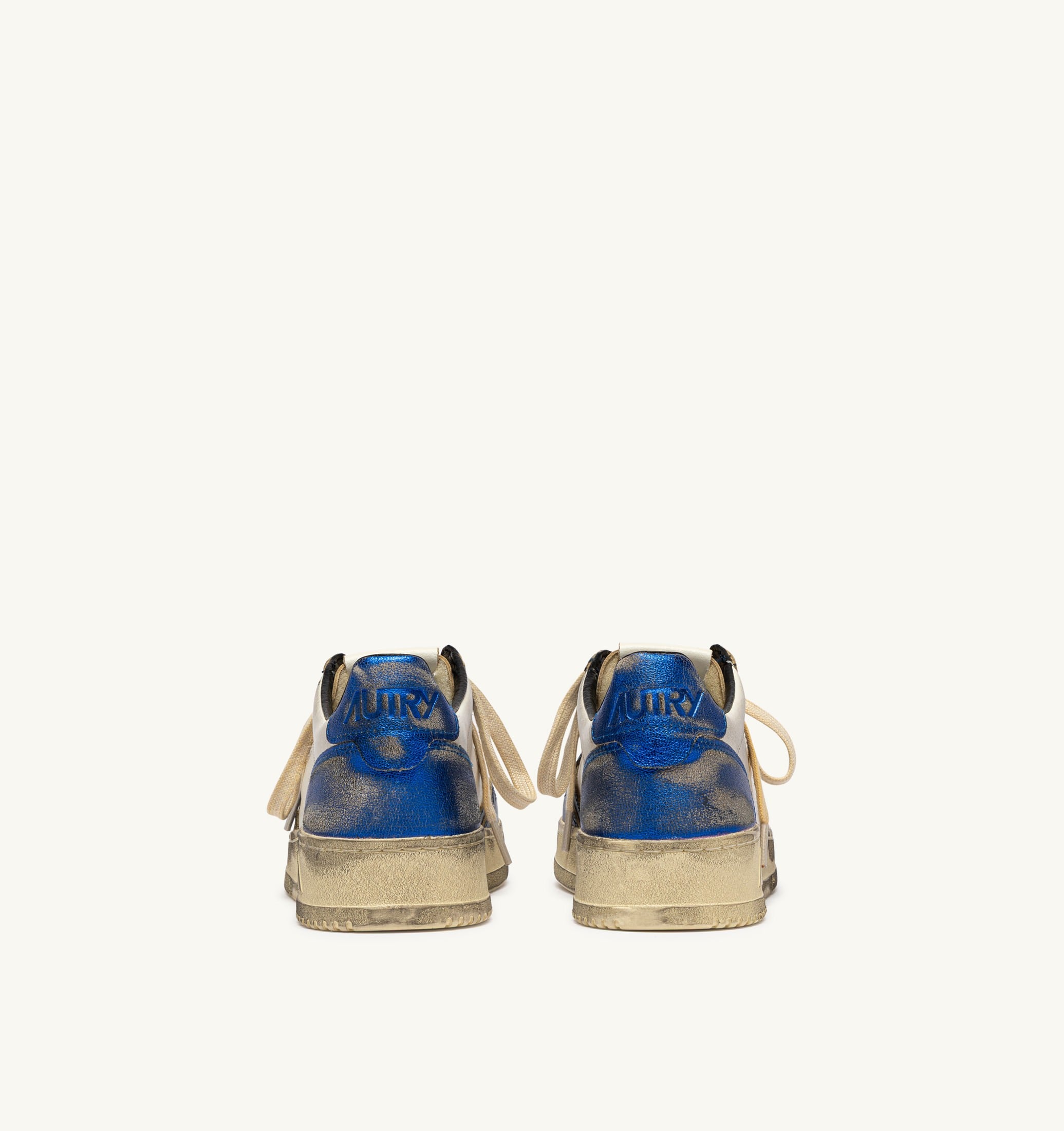SNEAKERS MEDALIST LOW SUPER VINTAGE IN PELLE BIANCA BLUE SPACE E BLU