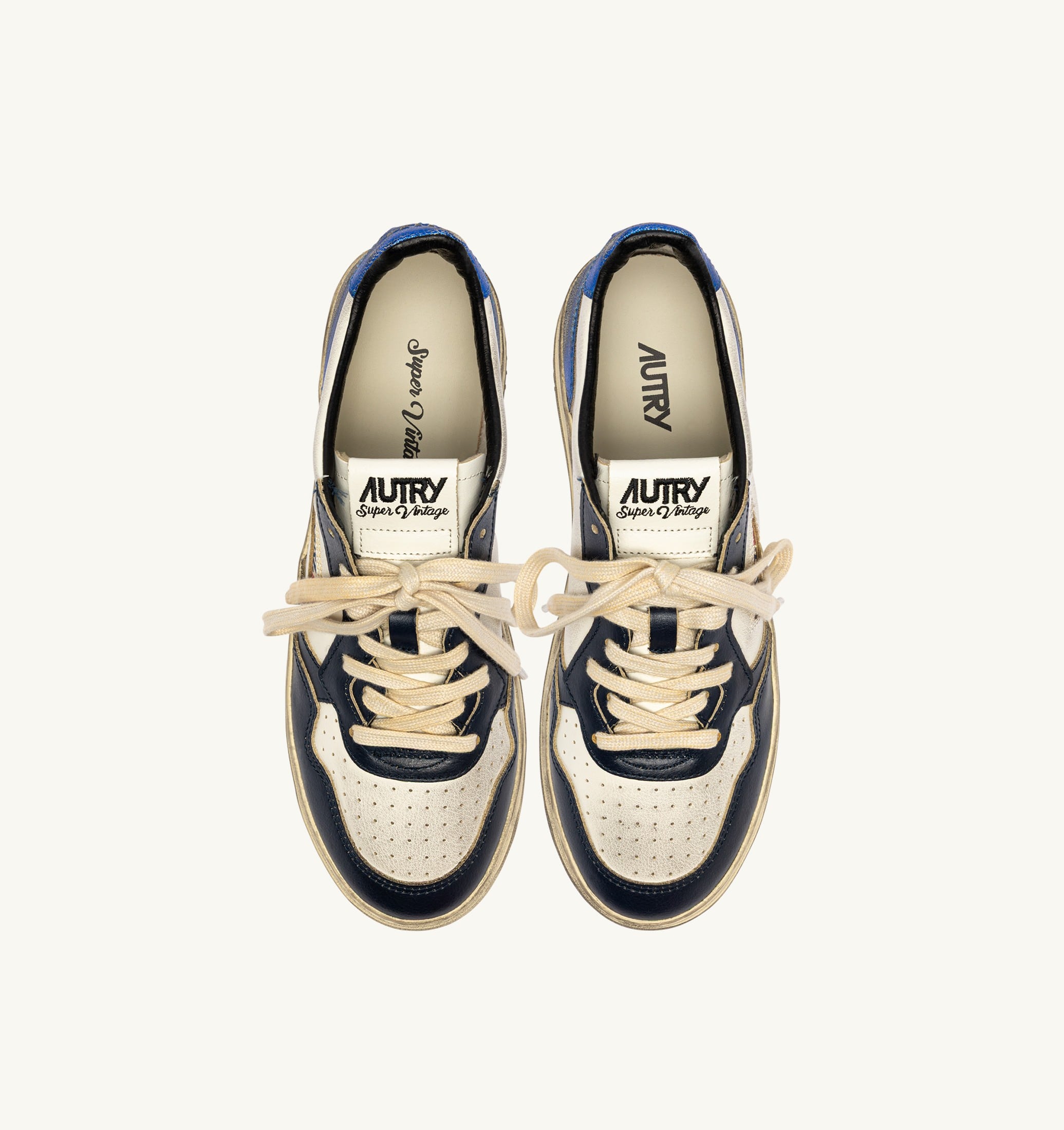 SNEAKERS MEDALIST LOW SUPER VINTAGE IN PELLE BIANCA BLUE SPACE E BLU