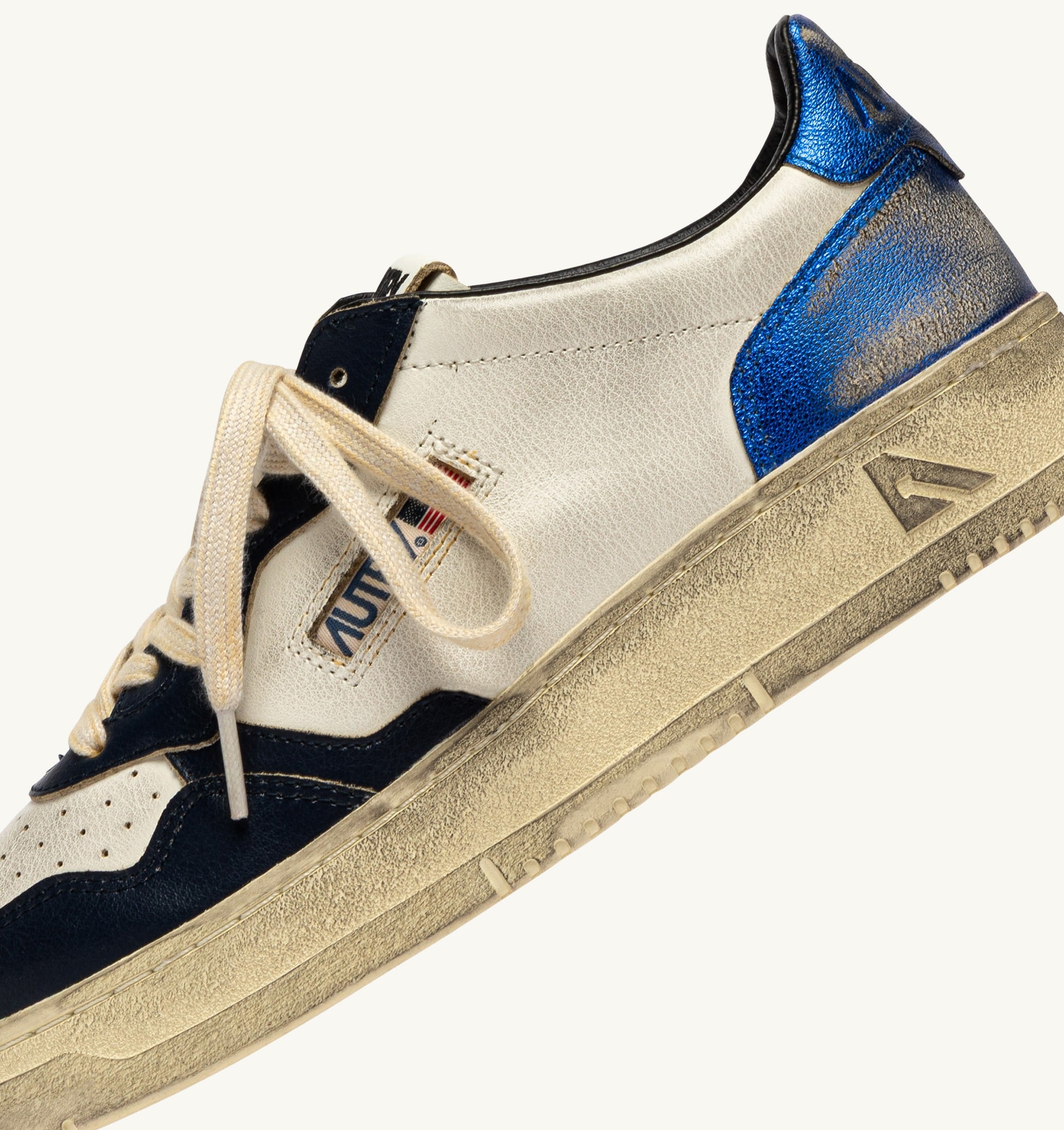 SNEAKERS MEDALIST LOW SUPER VINTAGE IN PELLE BIANCA BLUE SPACE E BLU