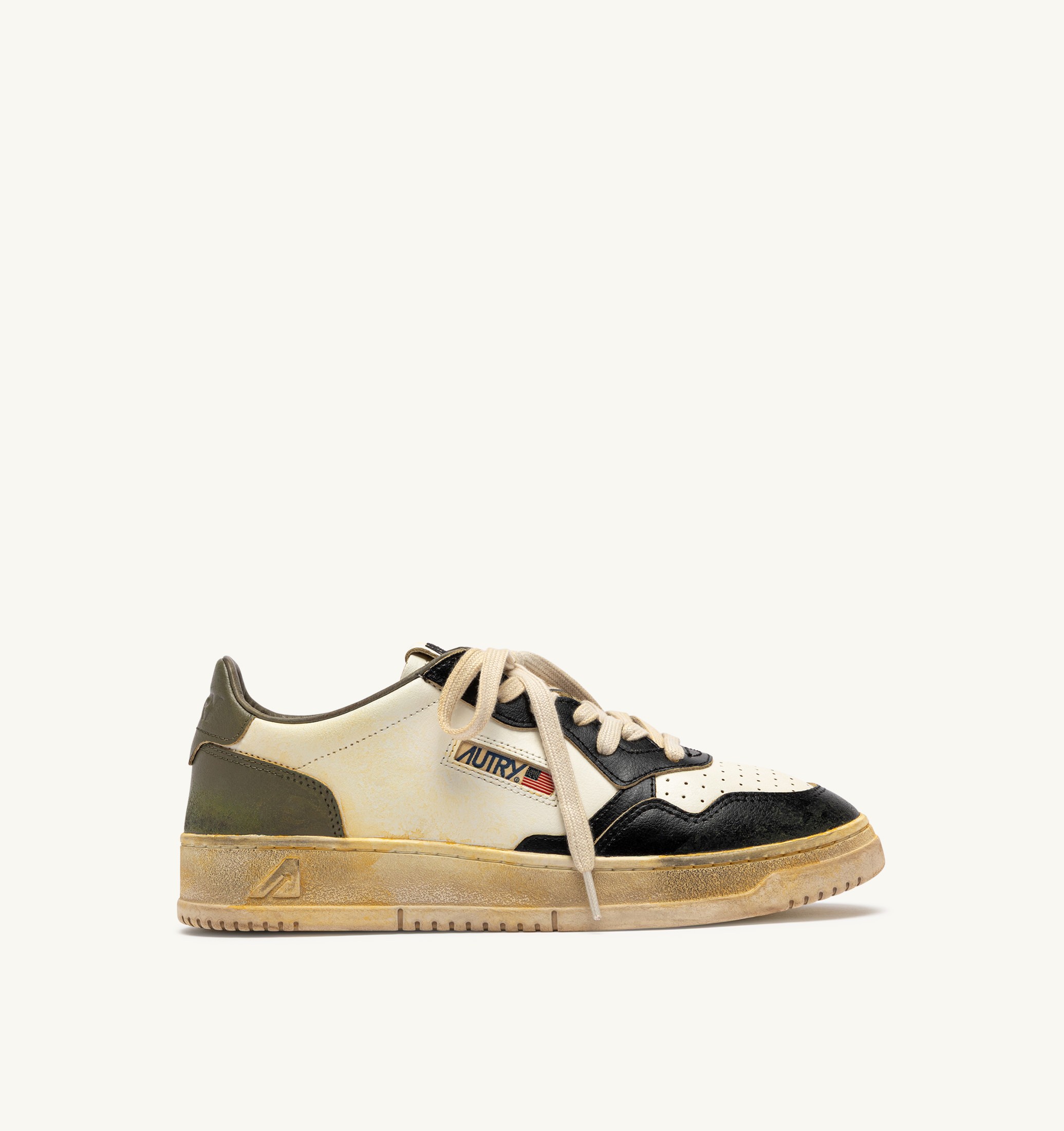 SNEAKERS MEDALIST LOW SUPER VINTAGE IN PELLE BIANCA COVERT GREEN E NERA