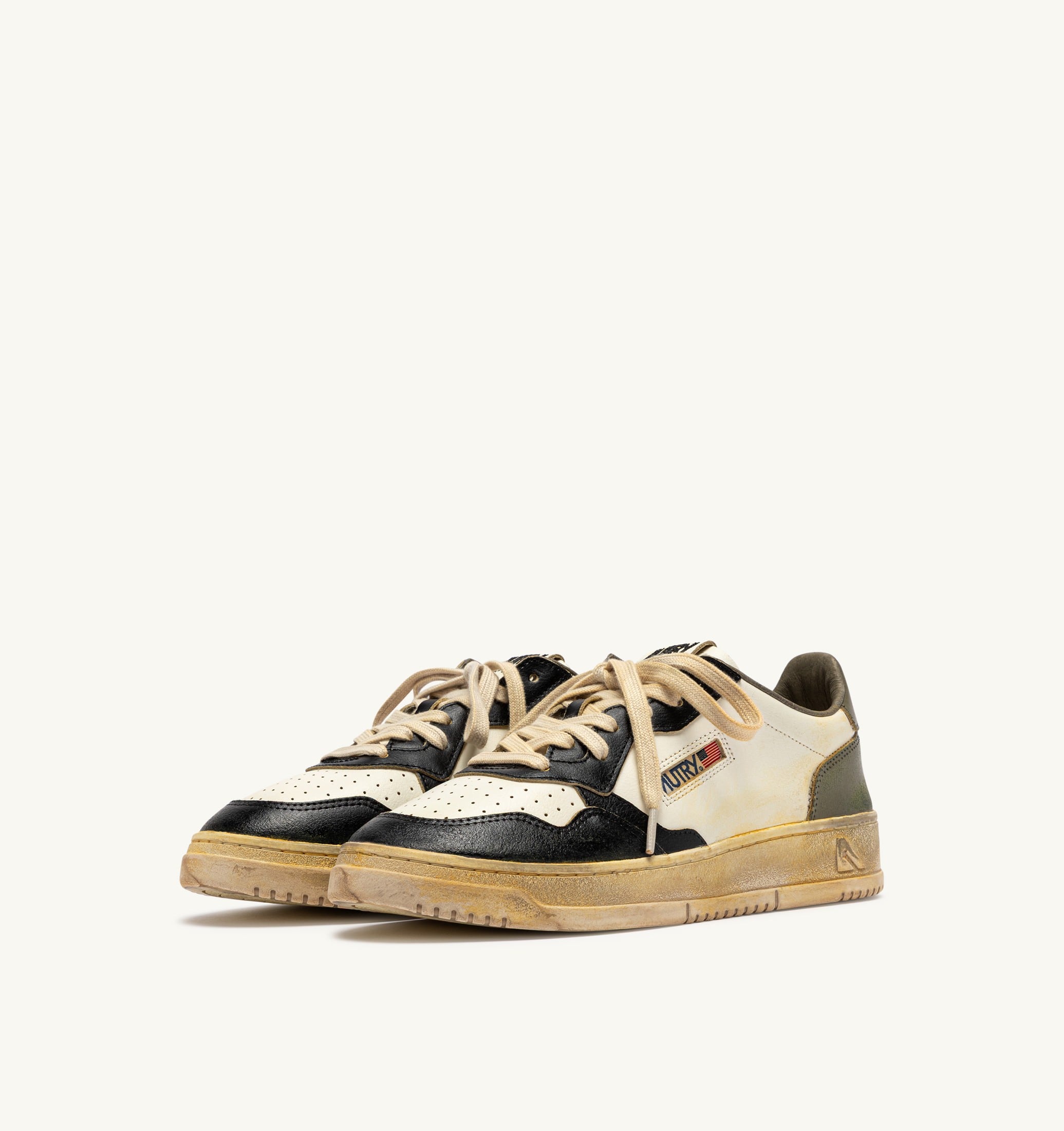 SNEAKERS MEDALIST LOW SUPER VINTAGE IN PELLE BIANCA COVERT GREEN E NERA