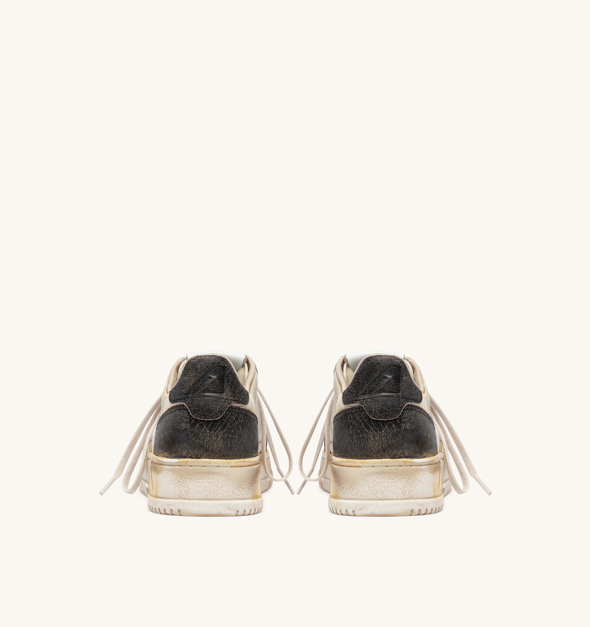 SNEAKERS MEDALIST LOW SUPER VINTAGE IN PELLE BIANCA E ANTIK BLACK