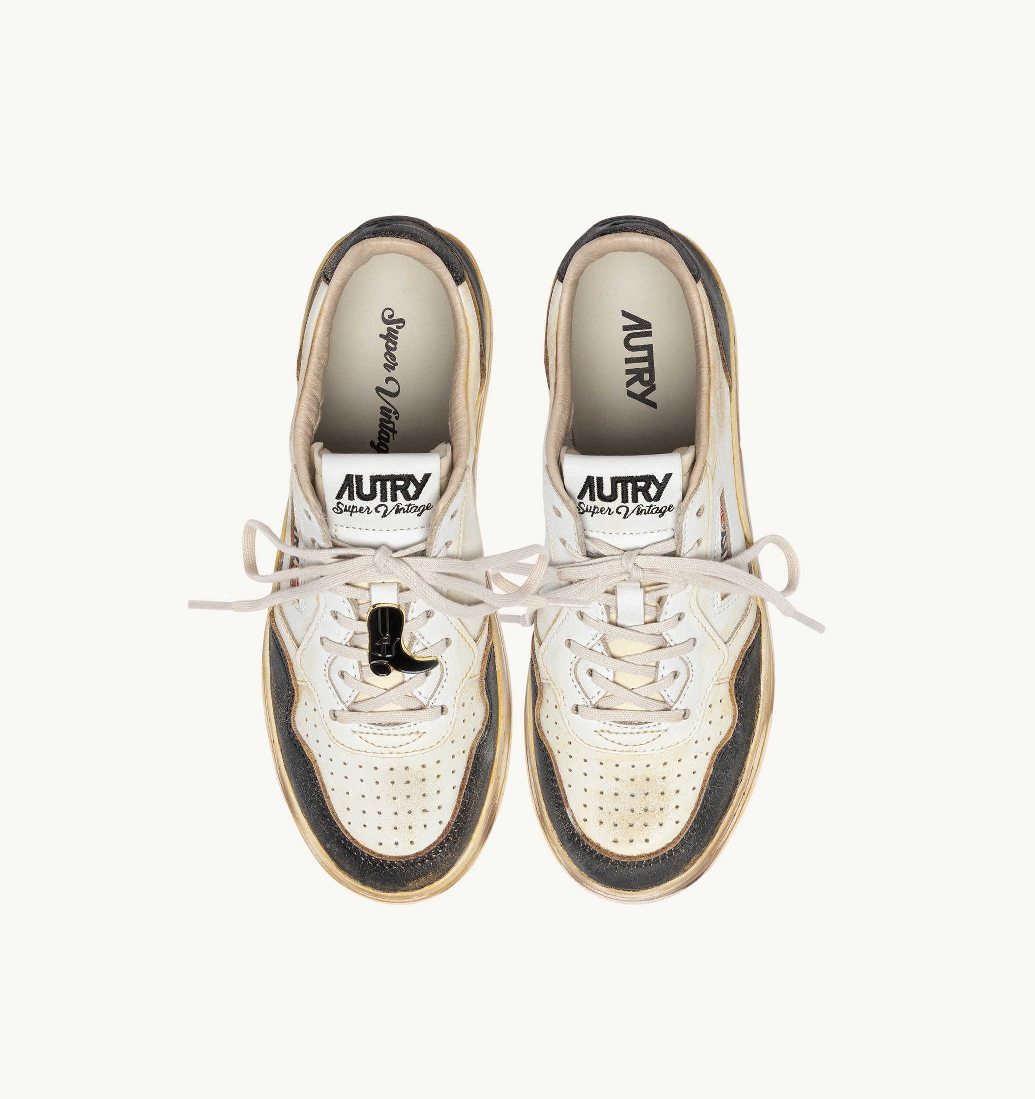 SNEAKERS MEDALIST LOW SUPER VINTAGE IN PELLE BIANCA E ANTIK BLACK