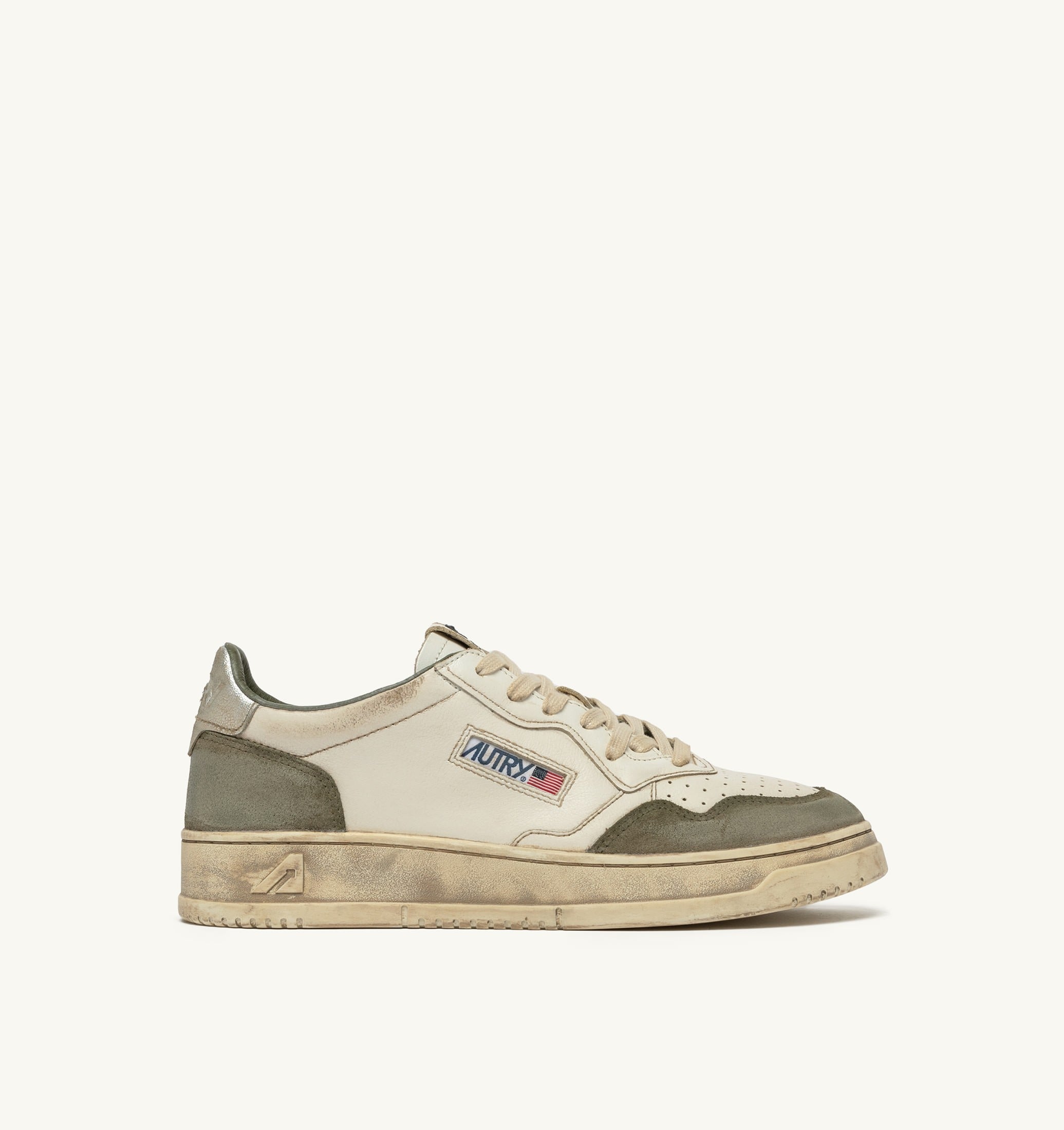SNEAKERS MEDALIST LOW SUPER VINTAGE IN PELLE BIANCA E ARGENTO E SUEDE LIZARD