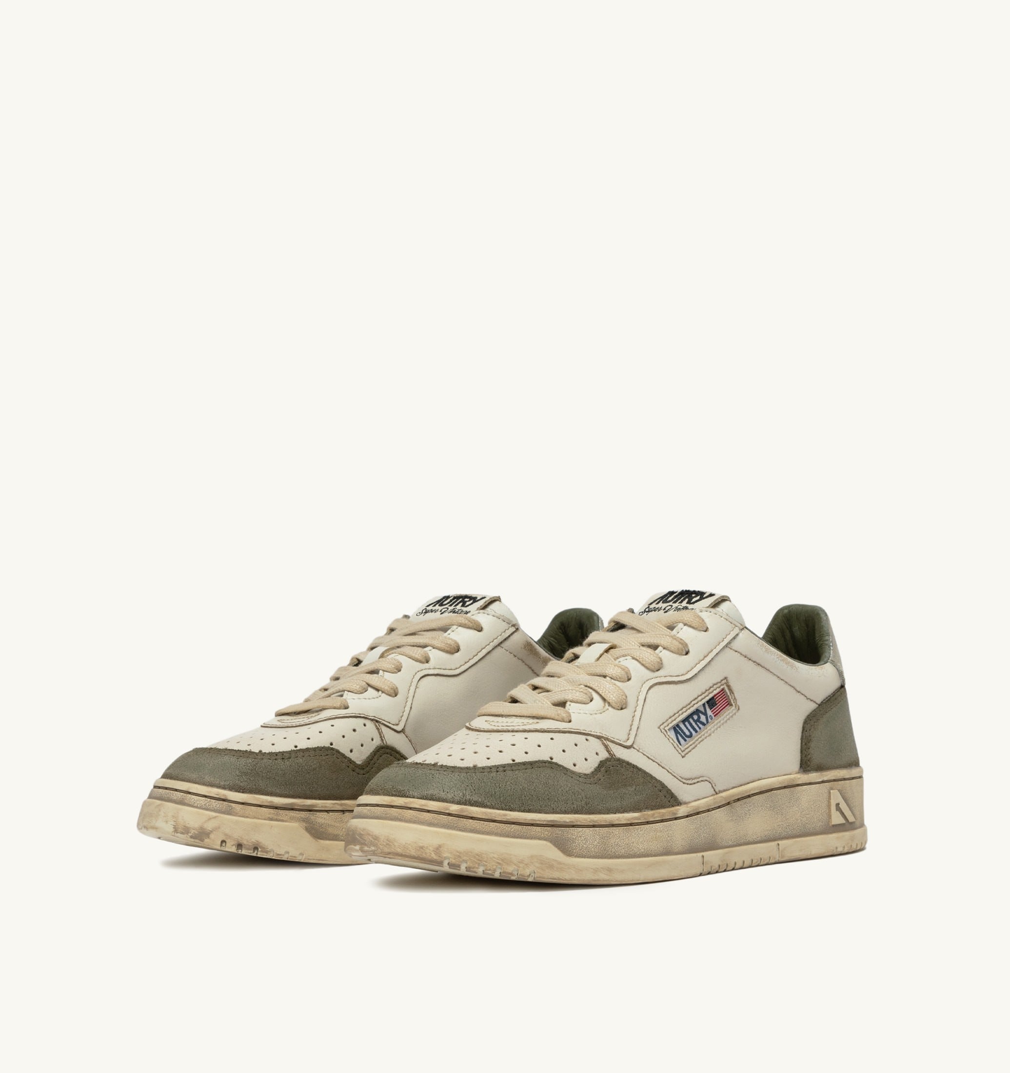 SNEAKERS MEDALIST LOW SUPER VINTAGE IN PELLE BIANCA E ARGENTO E SUEDE LIZARD
