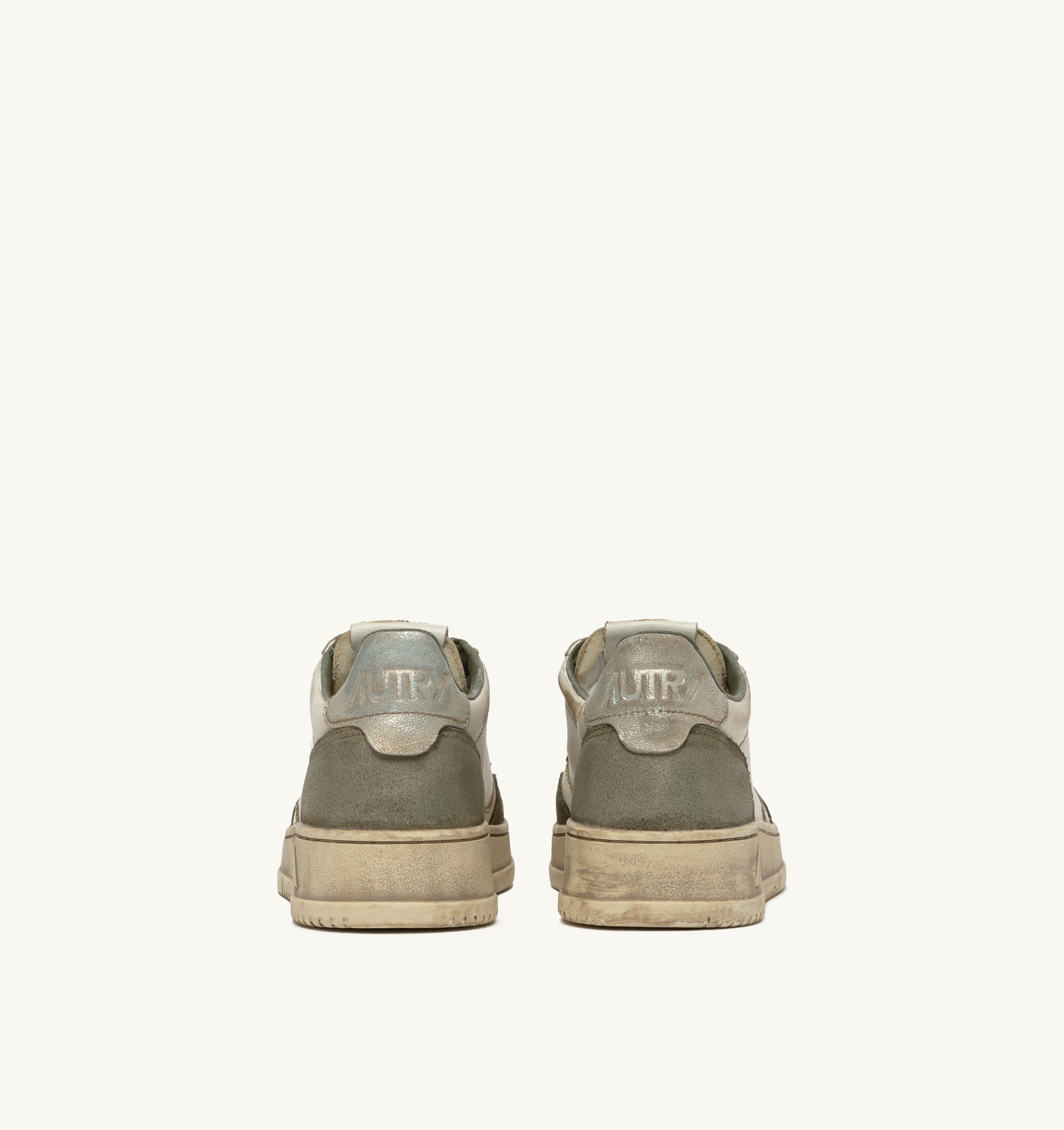 SNEAKERS MEDALIST LOW SUPER VINTAGE IN PELLE BIANCA E ARGENTO E SUEDE LIZARD