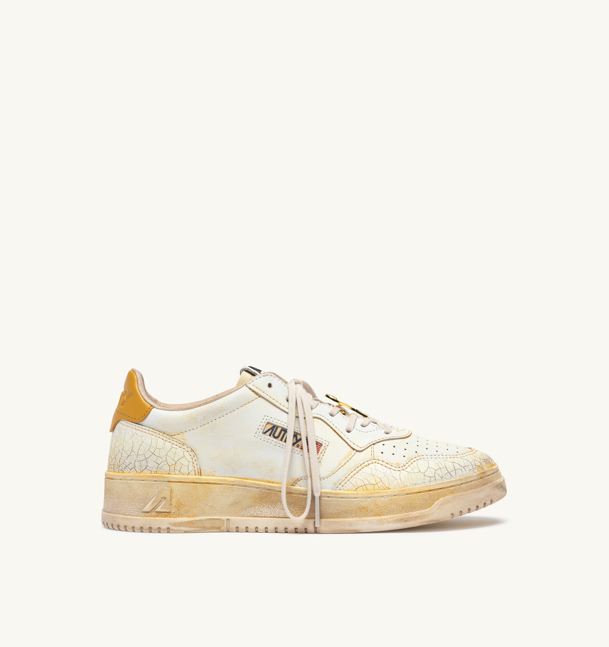 SNEAKERS MEDALIST LOW SUPER VINTAGE IN PELLE BIANCA E GIALLA