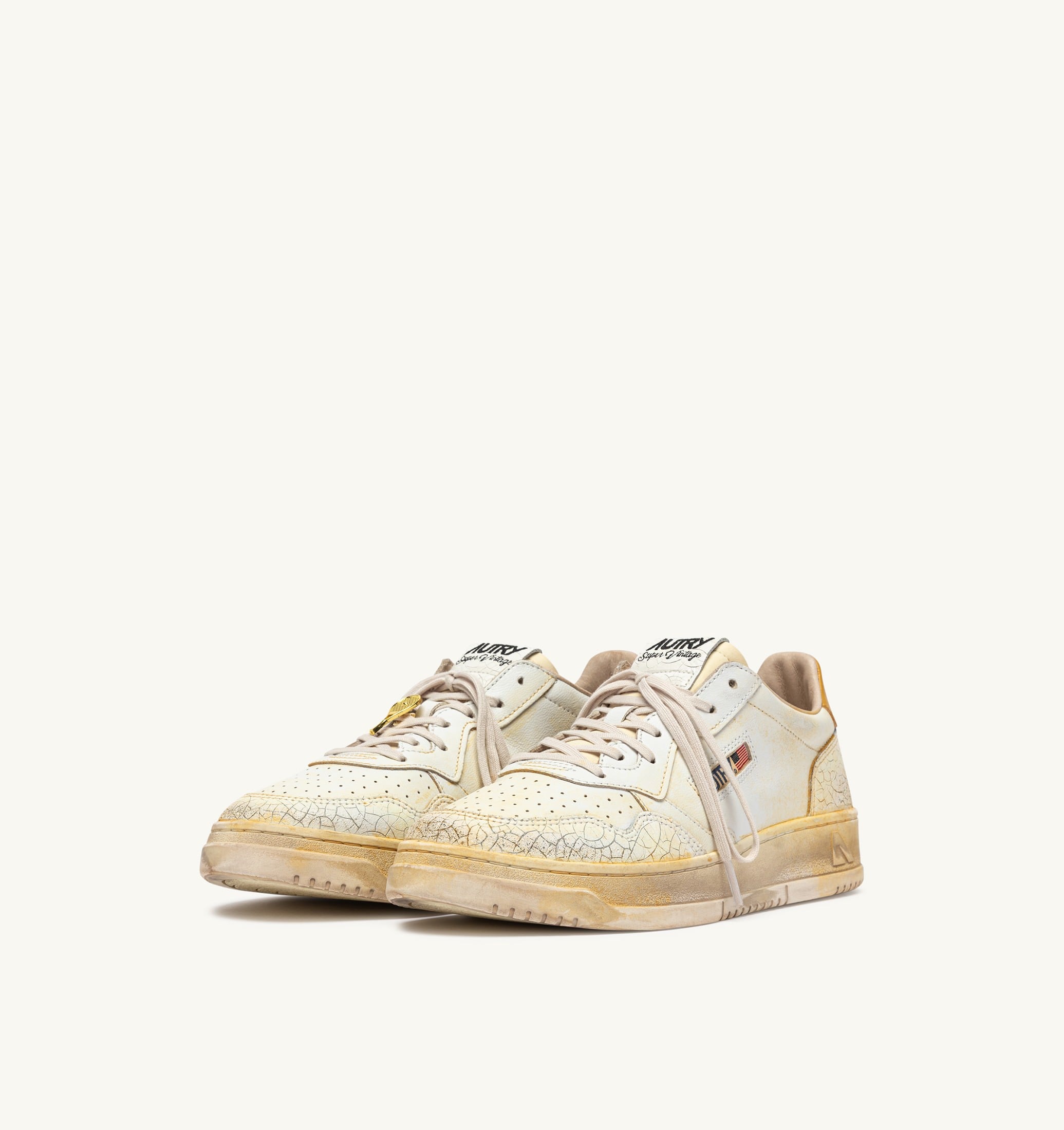 SNEAKERS MEDALIST LOW SUPER VINTAGE IN PELLE BIANCA E GIALLA