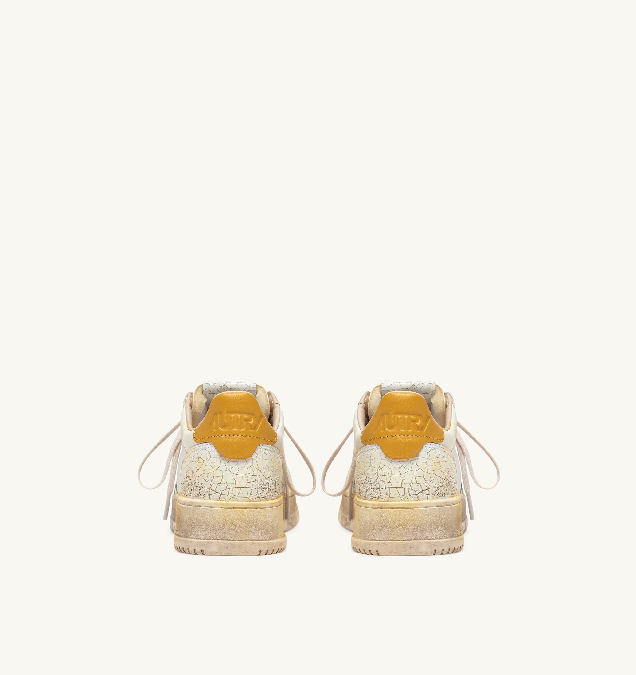 SNEAKERS MEDALIST LOW SUPER VINTAGE IN PELLE BIANCA E GIALLA